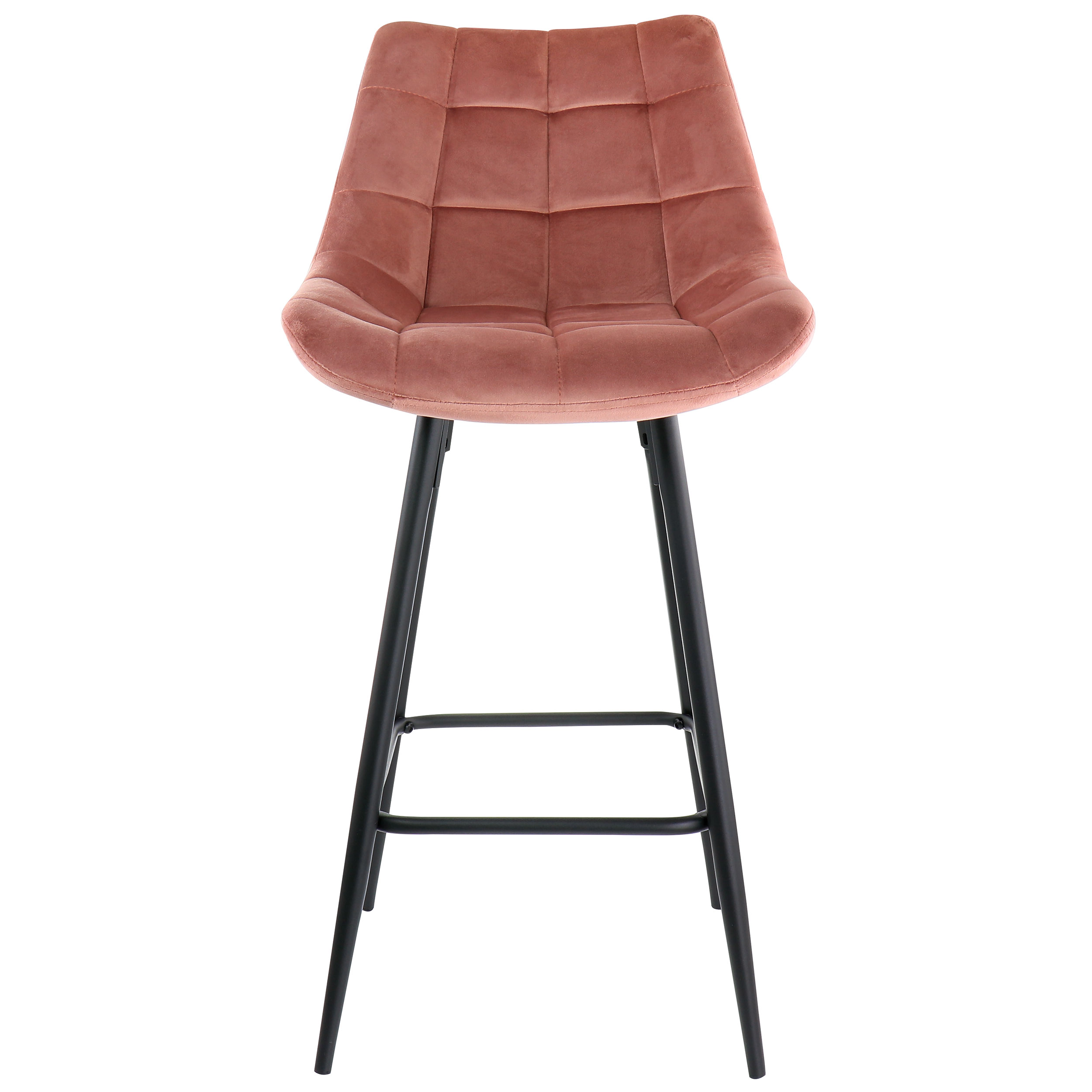 Elama 2 Piece Velvet Tufted Bar Chair in Pink with Metal Legs