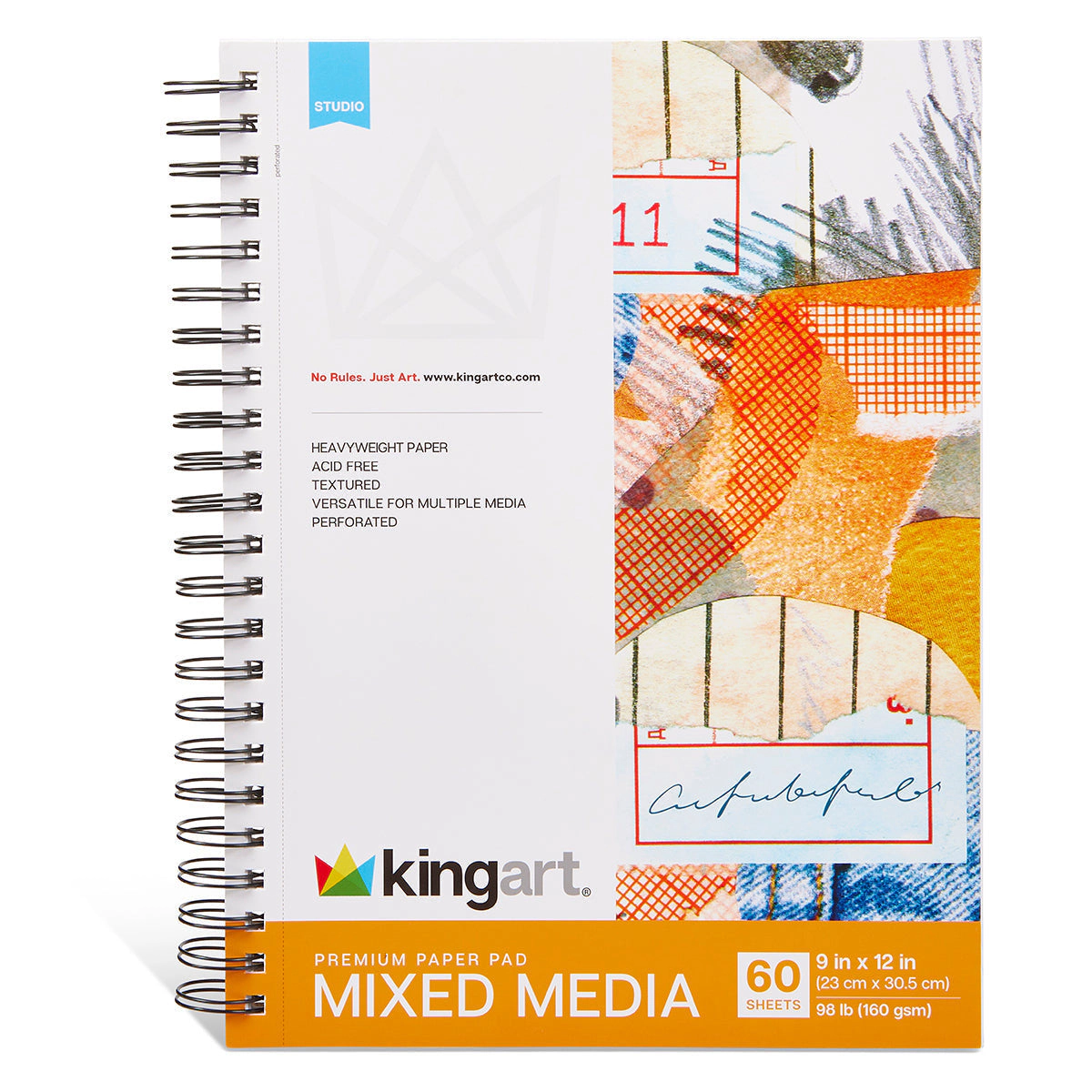 KINGART Mixed Media Paper Pad Bundle, 3 Pack 7"x10", 8"x10", 9"x12" - 60 Sheets Each