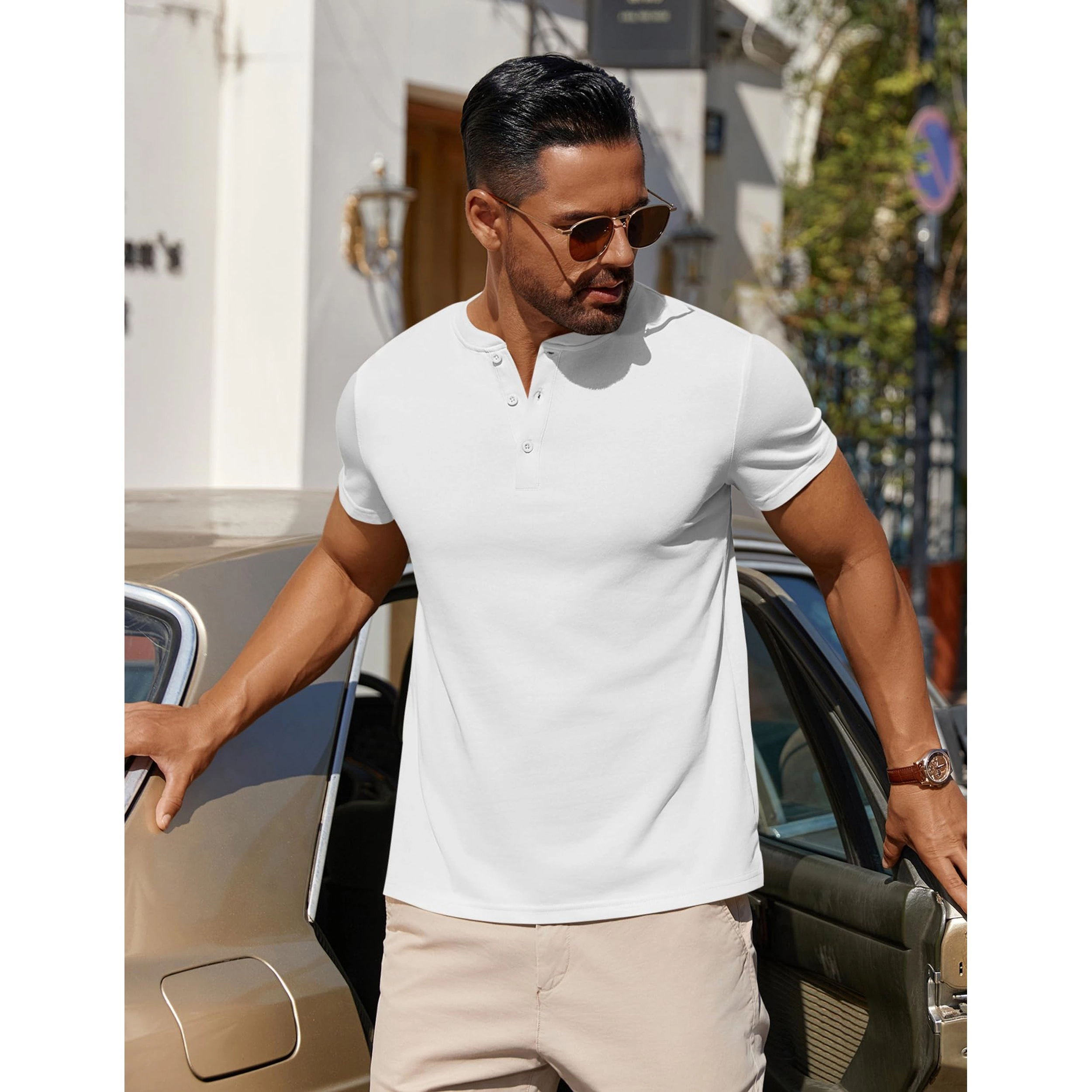 COOFANDY Men's Regular Fit Short Sleeve Henley Shirt