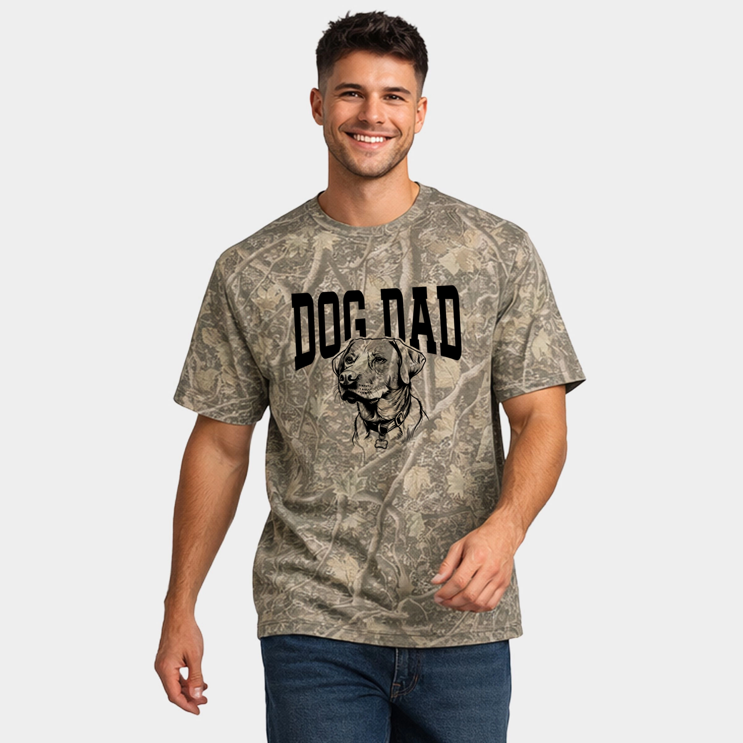 Simply Sage Market - Men's Heavyweight Camo Tee Dog Dad Sketch