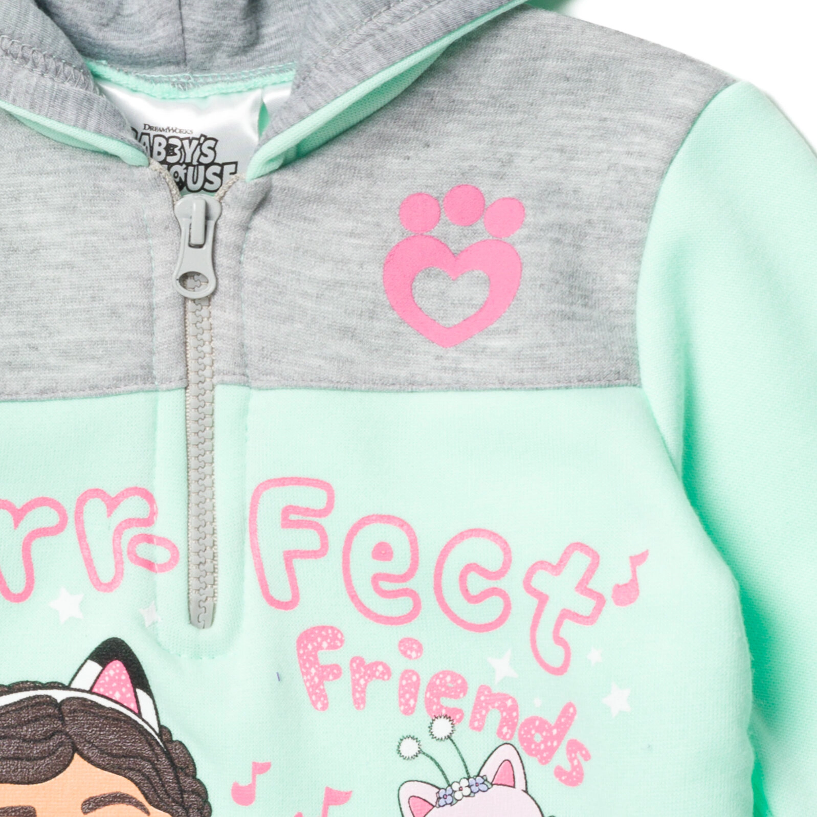 Dreamworks Gabby's Dollhouse Girls' Fleece Quarter-Zip Hooded Sweatshirt