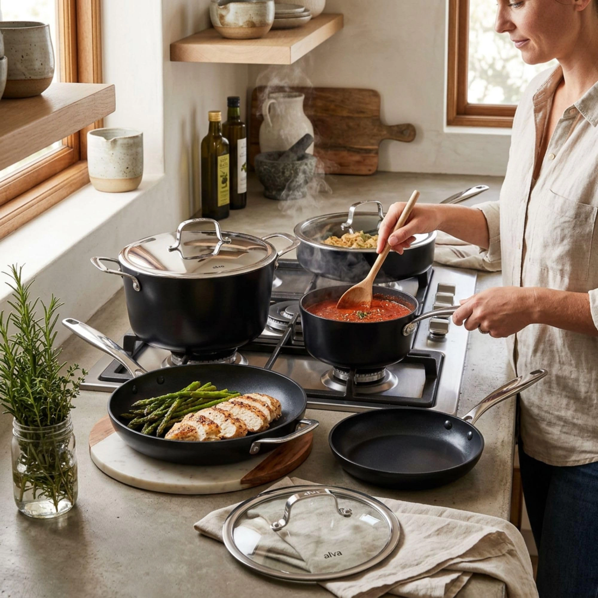 Alva Maestro 9-Piece Ceramic-Coated Cookware Set