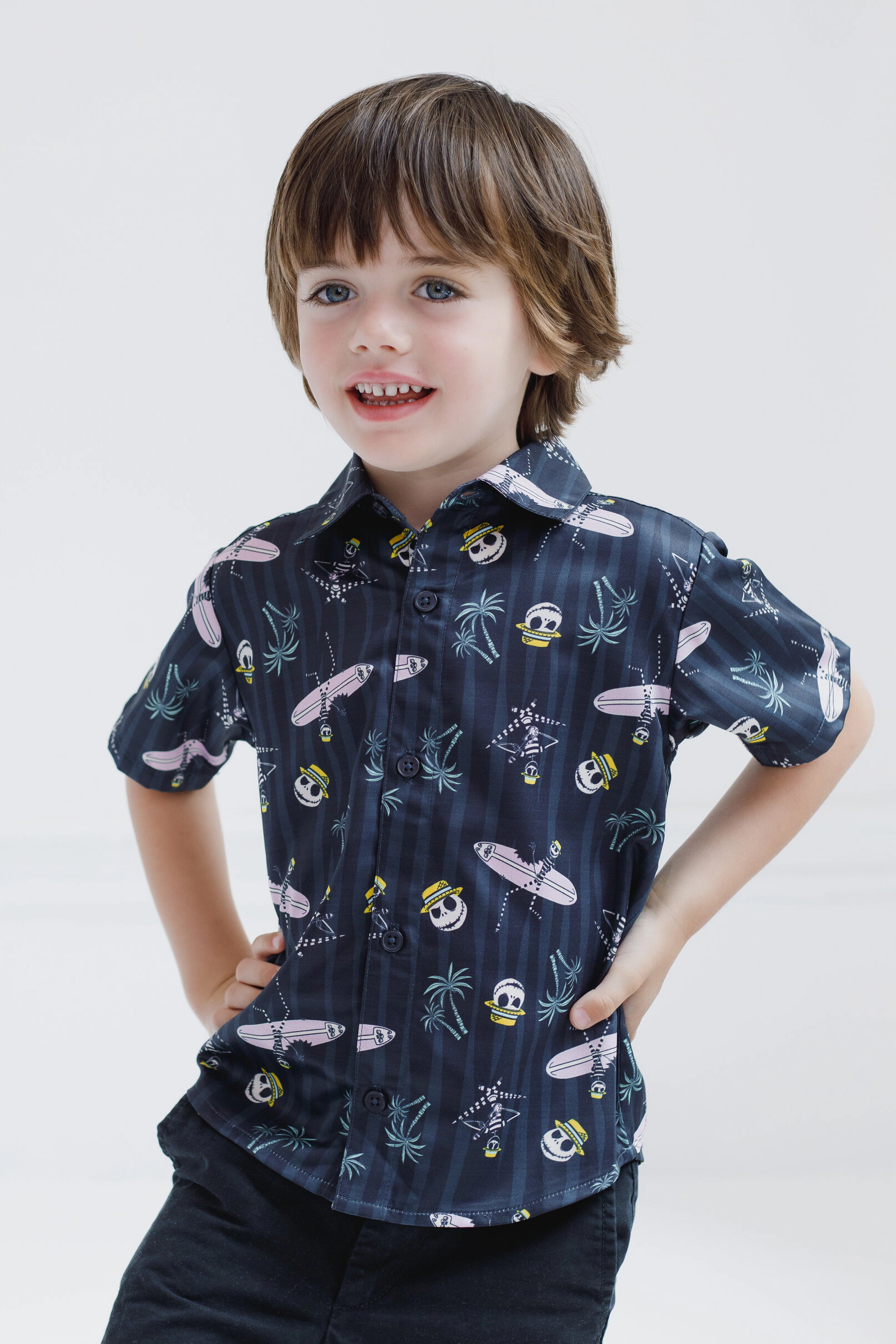 Disney Boys' Short Sleeve Button-Down Shirt