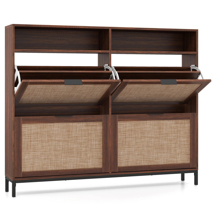 Hivvago Shoe Storage Cabinet with 4 Flip Drawers Narrow Freestanding Organizer Adjustable Shelves