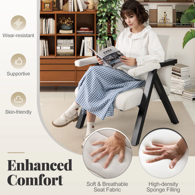 Hivvago Large Modern Armchair with Metal Frame and Comfortable Armrests