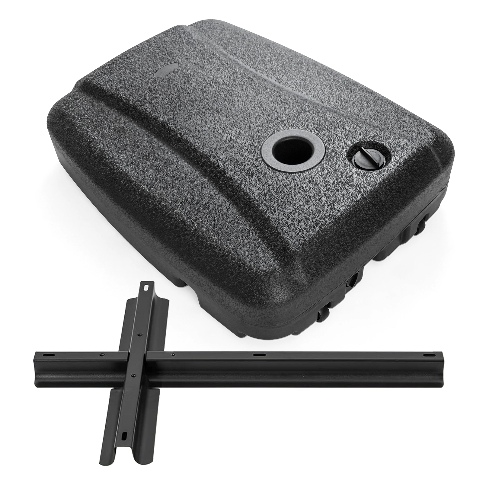 Slickblue Fillable Cantilever Umbrella Base with Wheels Cross Bracket 220 lb Black