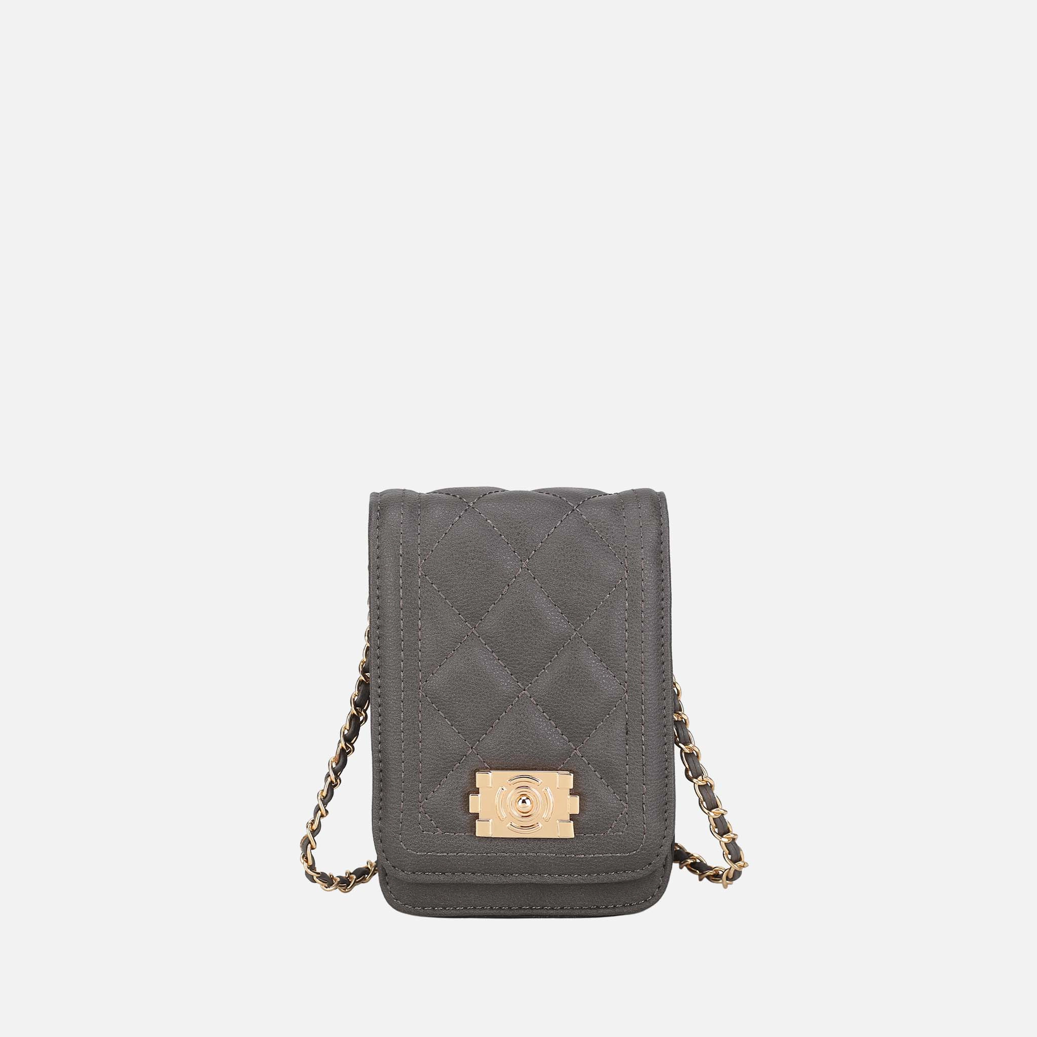 Mia K Collection Gemma Quilted Vegan Leather Crossbody Bag - Braided Chain Accent