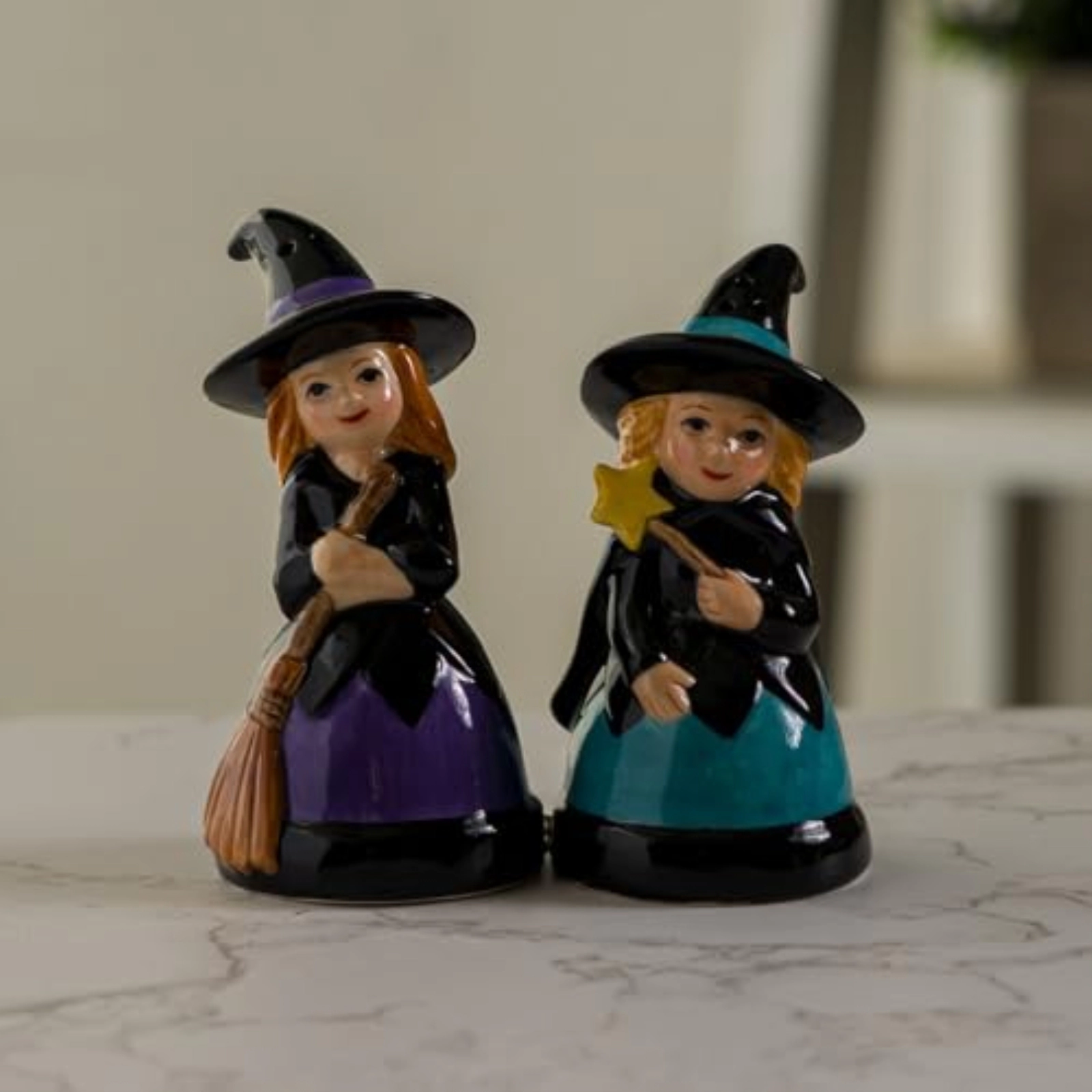 Pacific Giftware Magical Hocus Pocus Witches Ceramic Magnetic Salt and Pepper Shakers