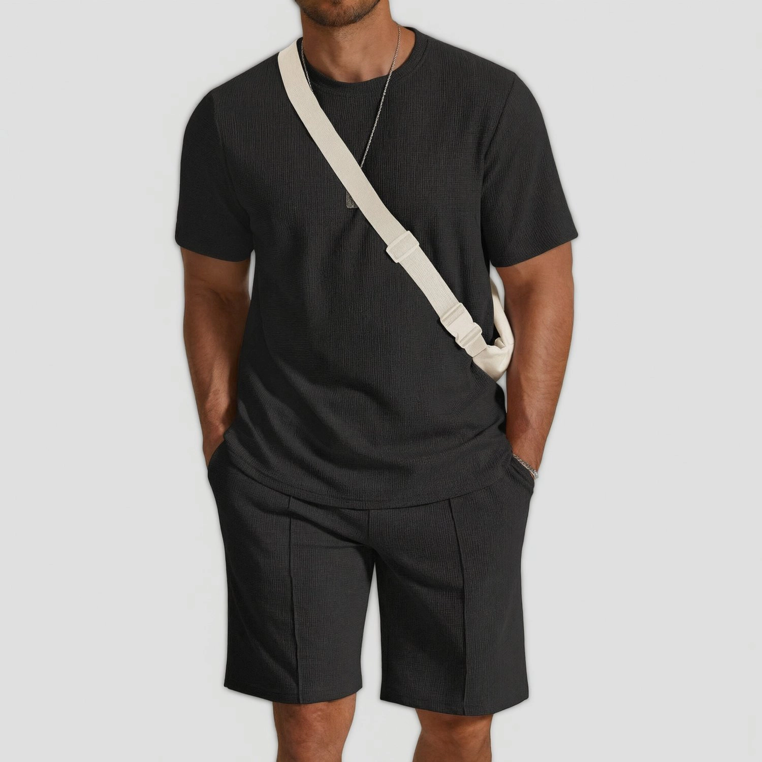 COOFANDY Mens Casual 2 Piece Sets Crew Neck Short Sleeve Tops Shorts  Outfits