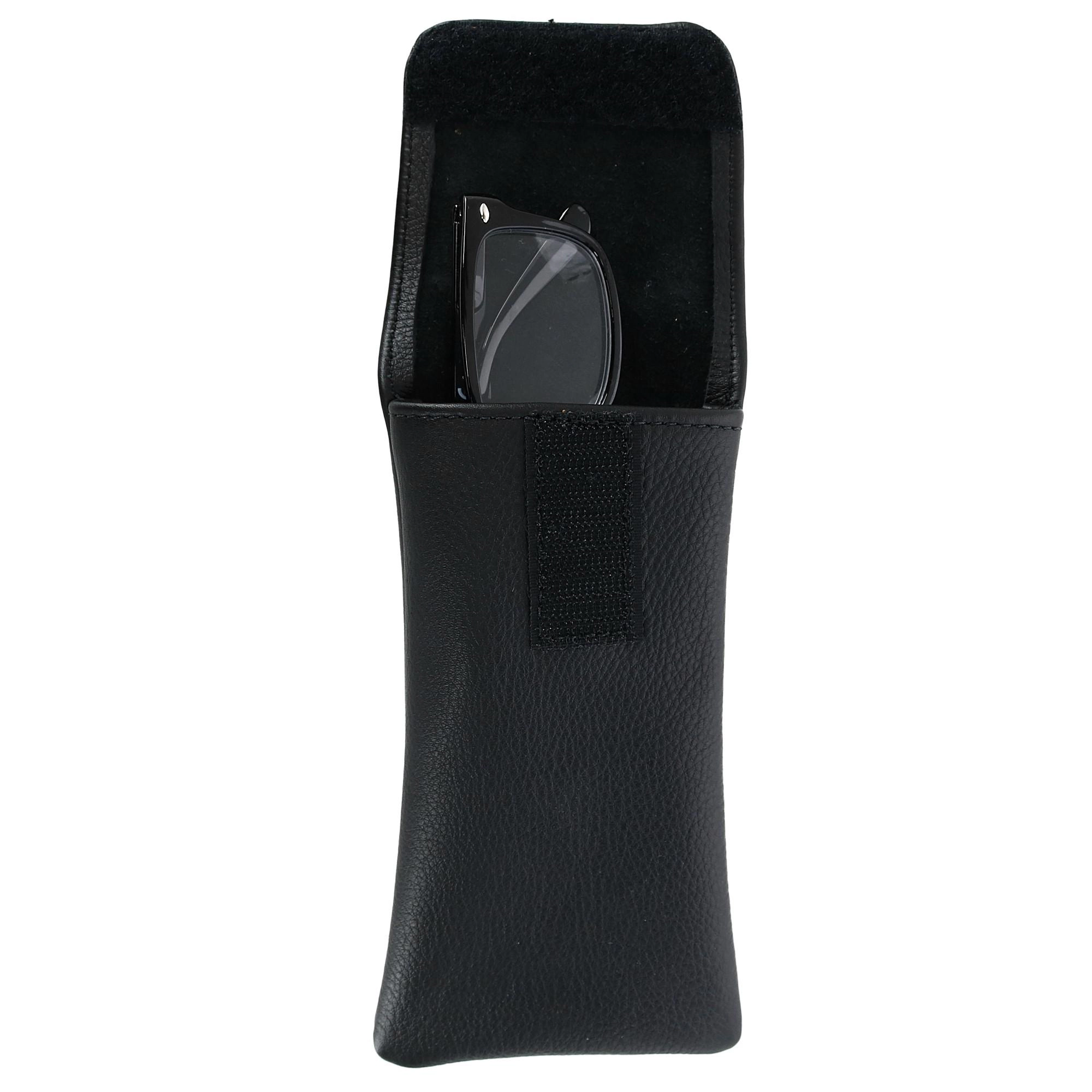CTM Leather Eyeglass Case with Holster Clip