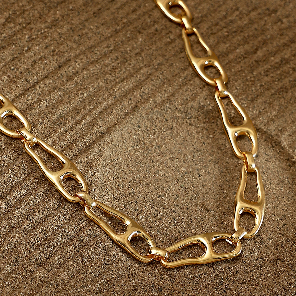 SOHI Women's The Pavement-Link Chain Necklace - California Gold