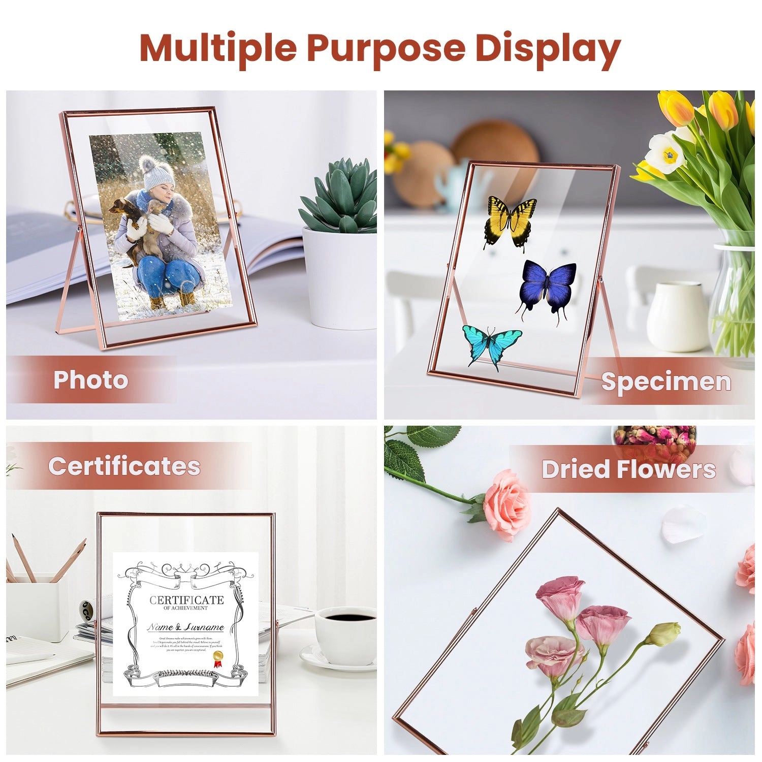 GBruno 2-Piece Rose Gold Metal Picture Frames Set