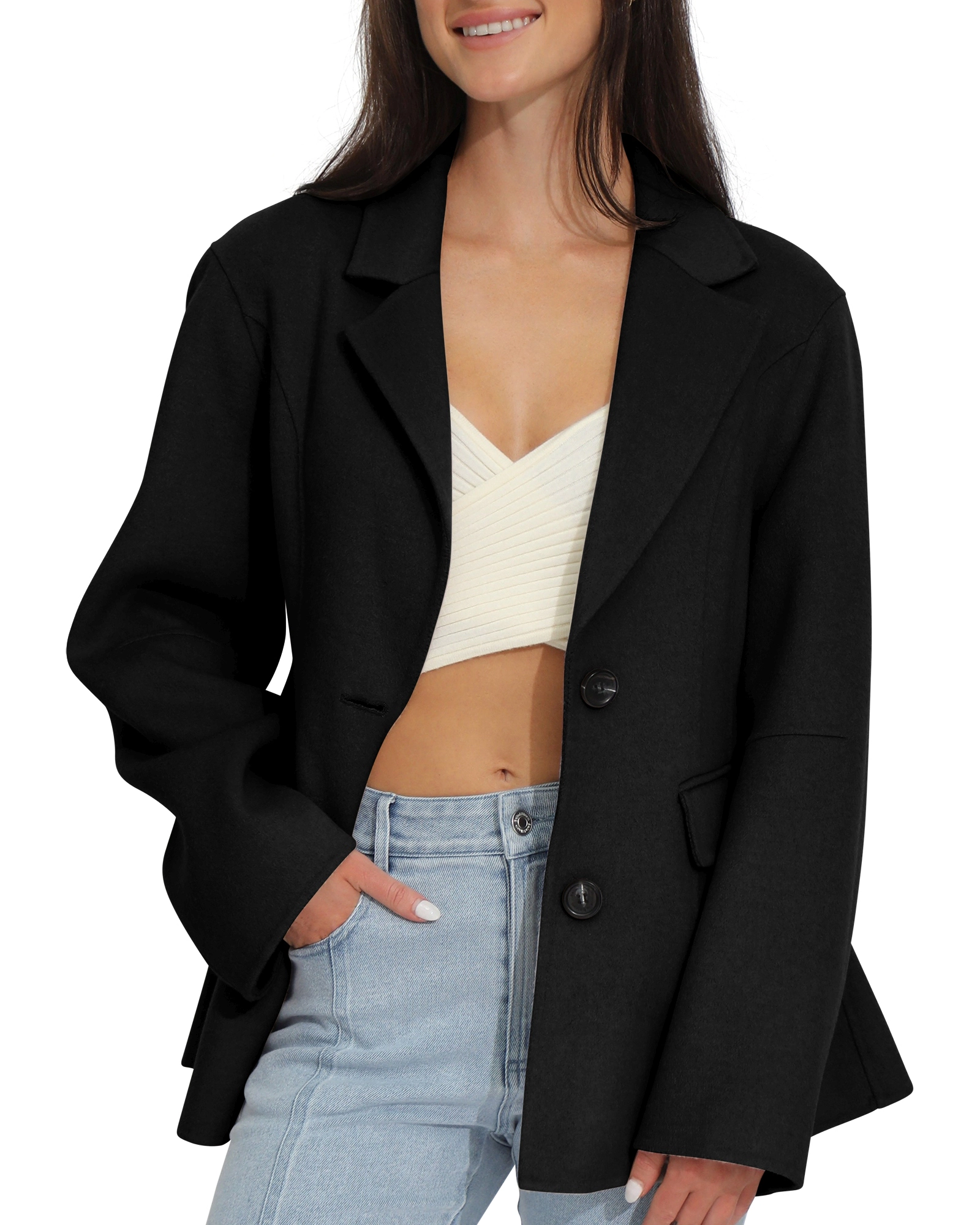 Belle & Bloom Womens Stuck On You Wool Blend Cinched Waist Blazer