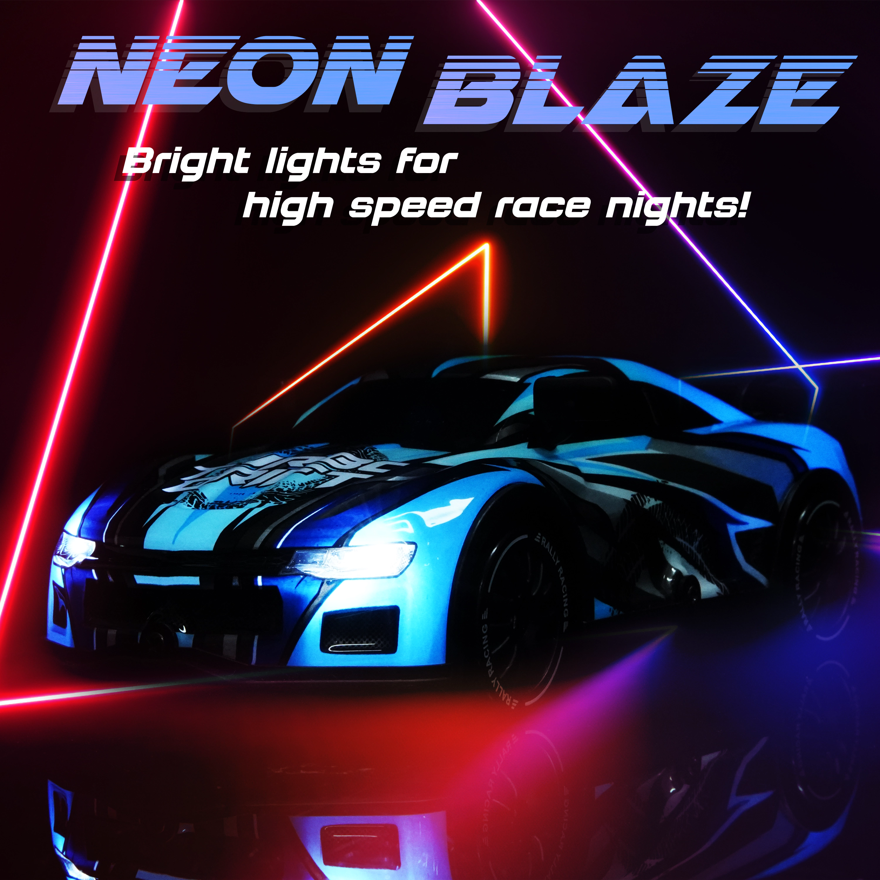 Force1 High-Speed Drift RC Car – 2.4GHz Remote Control, LED Lights, Rechargeable Battery - Blue