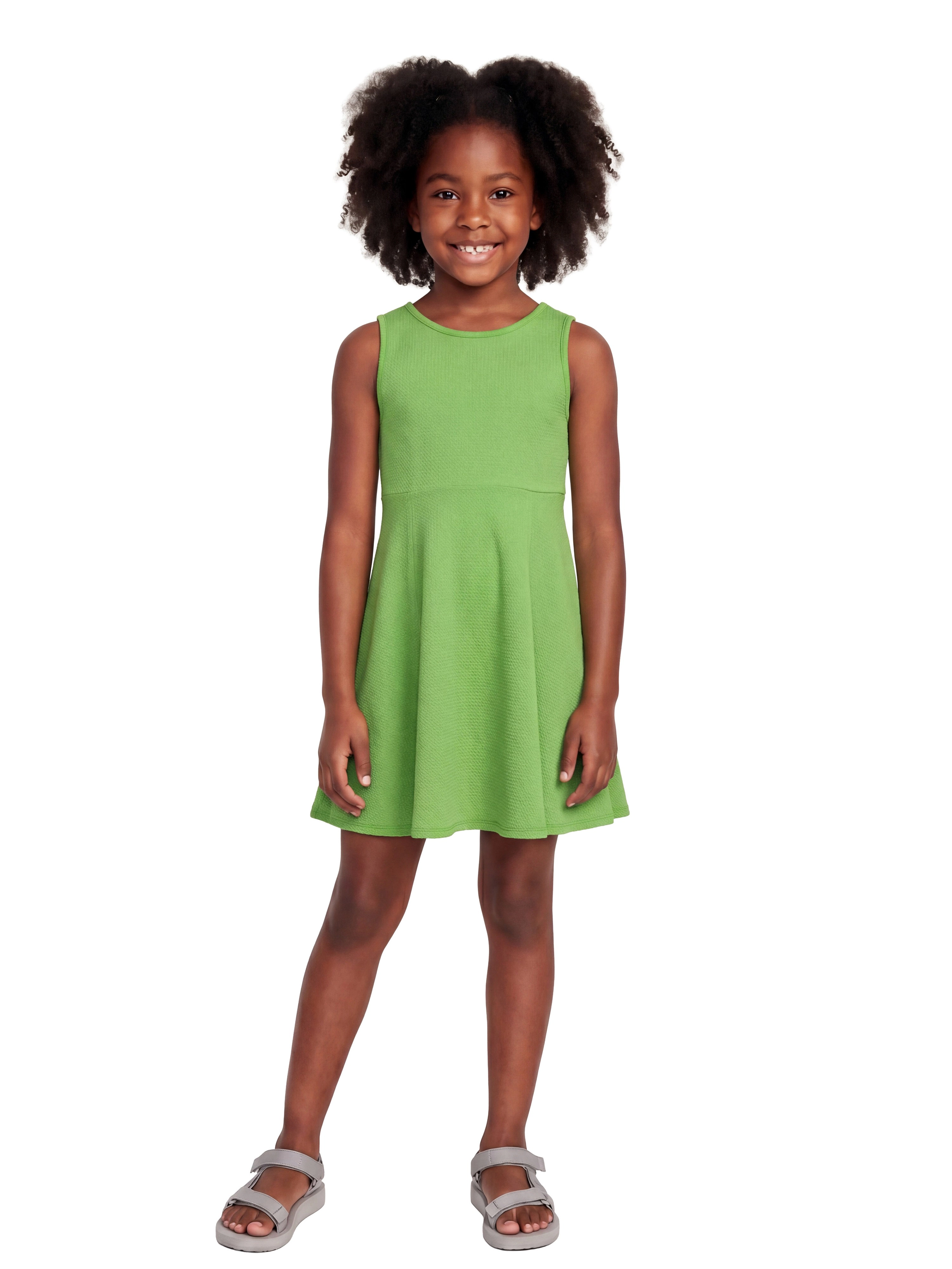 24sevenKid Essential Girls Sleeveless Knee Length Fit and Flare Dress