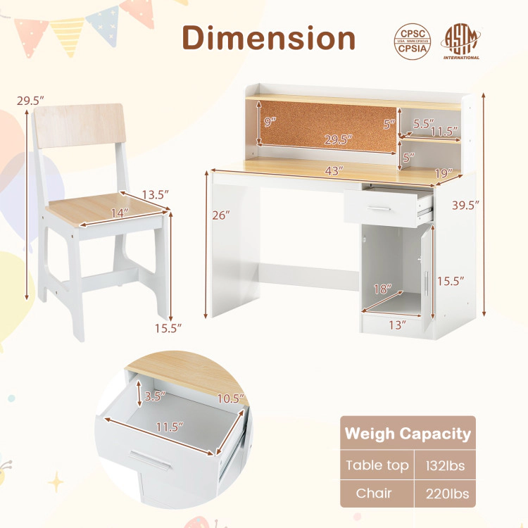 Hivvago Kids Study Desk And Chair Set Student Table
