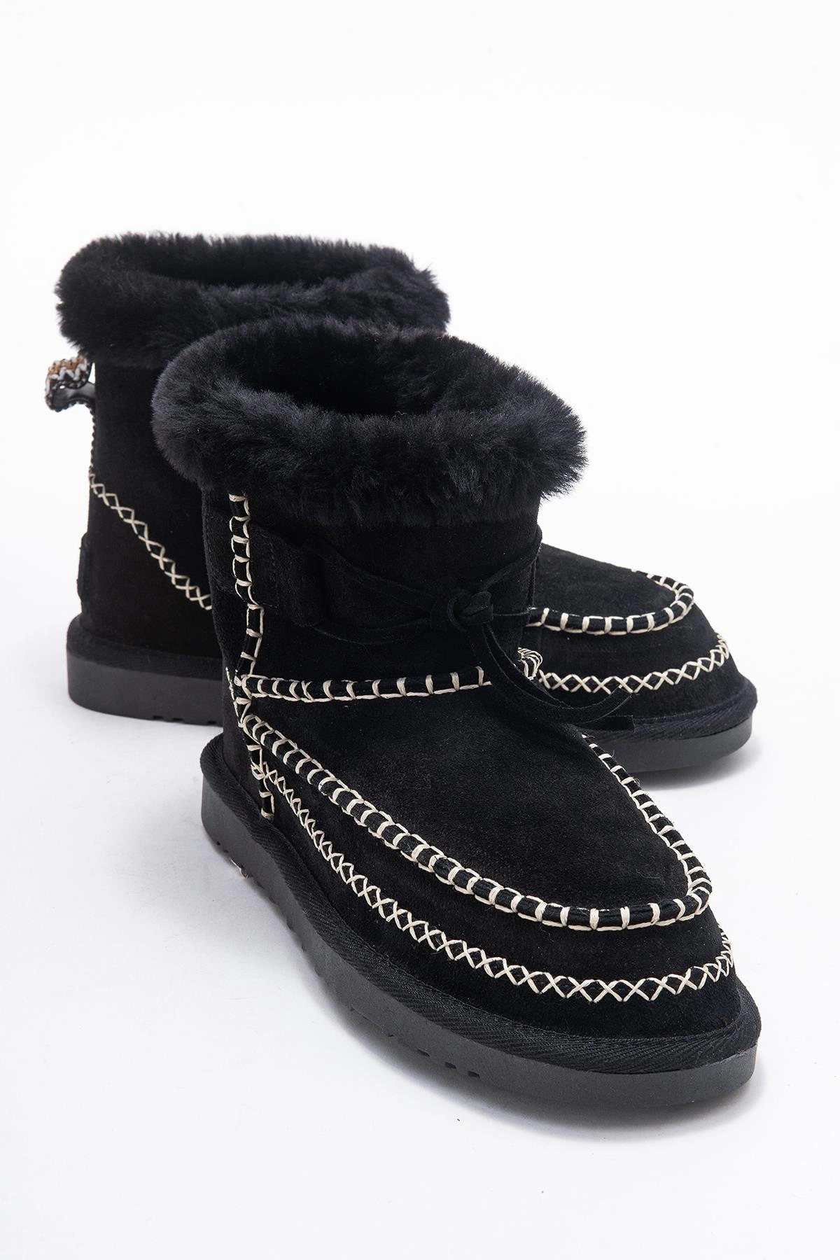 Forever & Always Womens Jorel Leather Fur Lined Ankle Boots