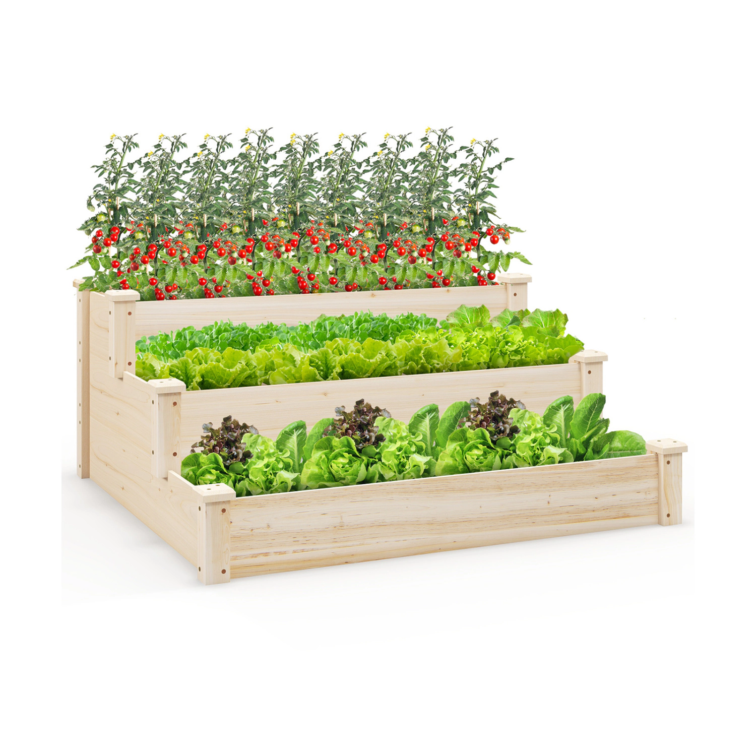 Slickblue Unisex 3-Tier Wooden Raised Garden Bed Planter