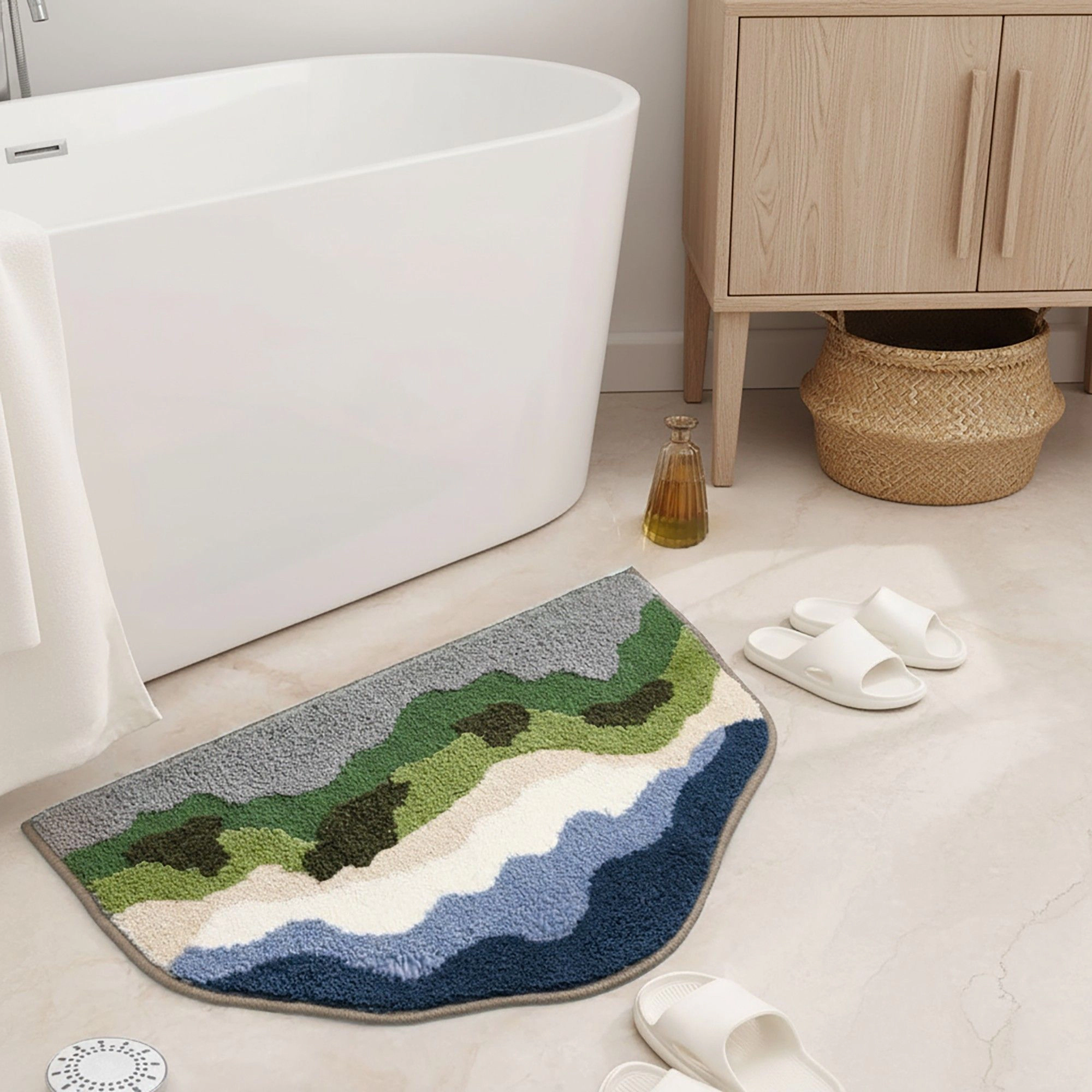 Alilang Unisex Tufted Floor Mat with Abstract Nature Pattern Non Slip Backing Soft Plush Decorative Indoor Entryway Bath