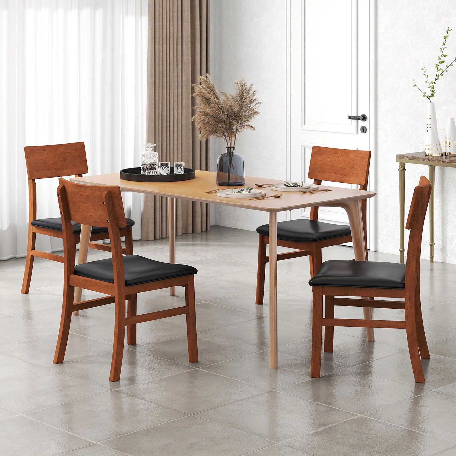 SlickBlue Upholstered Dining Chairs Set of 2, Curved Back Wood Chairs