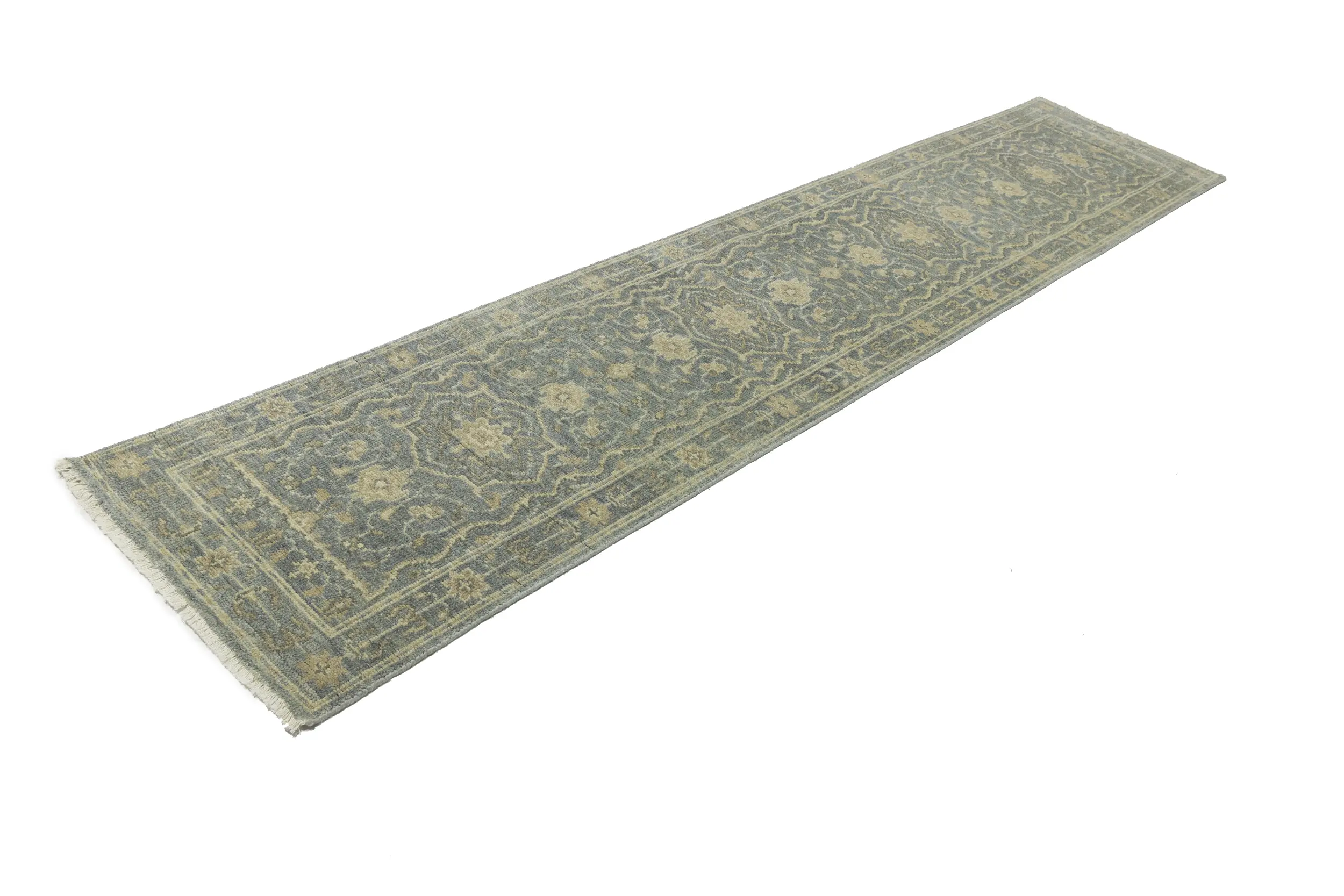 Magic Rugs Muted Gray Floral 2'5X11'9 Transitional Oriental Runner Rug