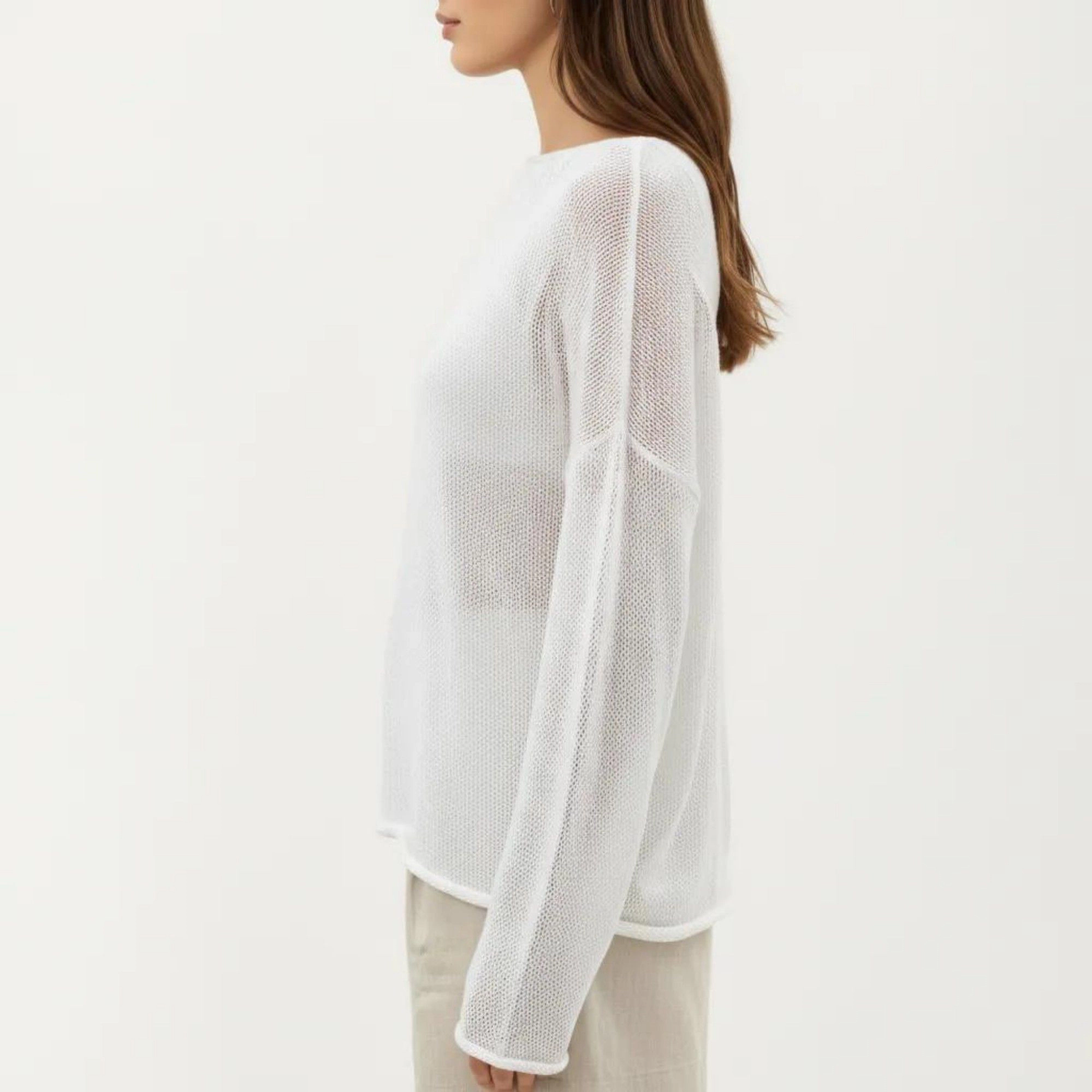Anna-Kaci Womens Lightweight Open-Knit Long Sleeve Sweater Top