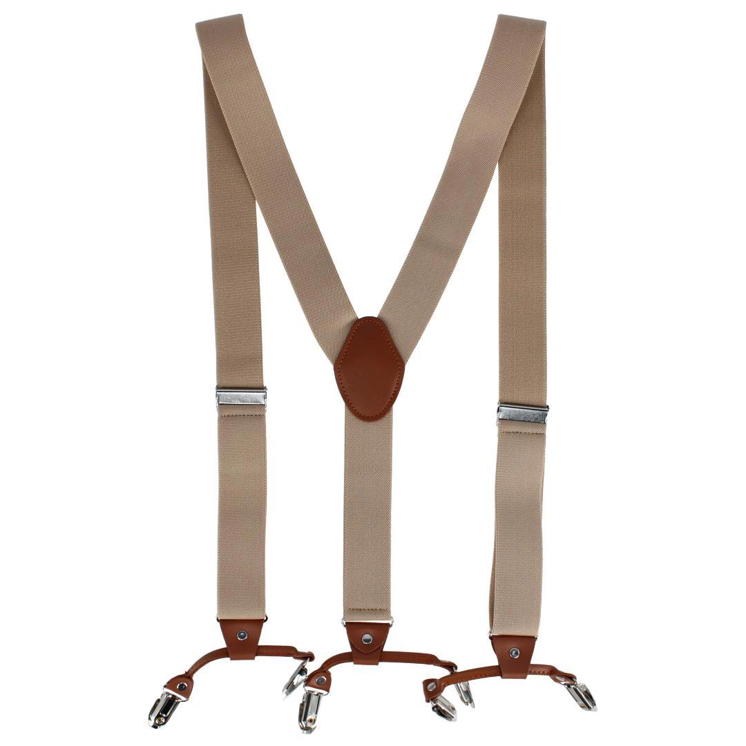 CTM® Men's Solid Color Elastic Y-Back Double Clip-End Suspender