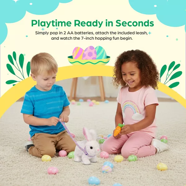 Sperric Interactive Easter Plush Bunny w/ Carrot Cabbage & Spinner Egg, 6'' Walking Plush Bunny w/ Sounds Twitching Ears
