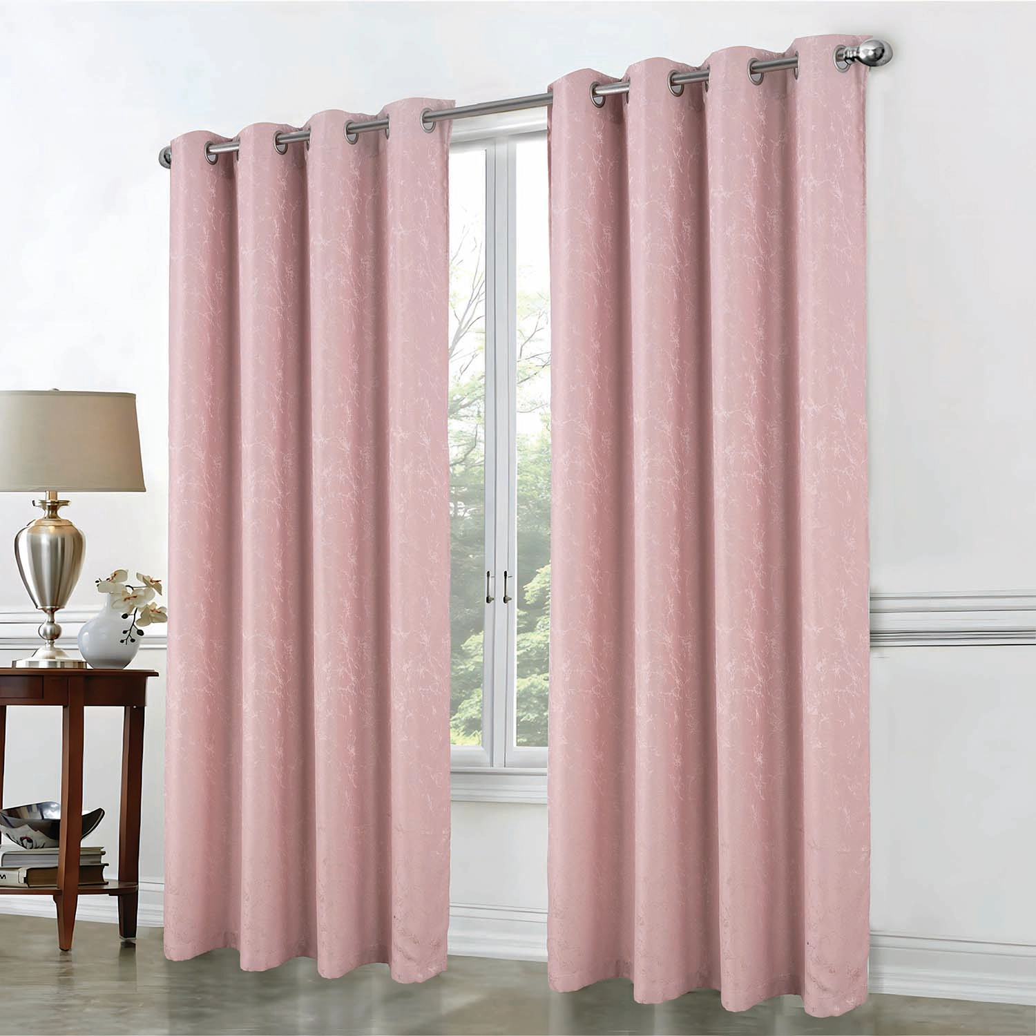 RT Designer Collection Cosmo Shimmer Jacquard Grommet Curtain Panel 54" x 84" Blush