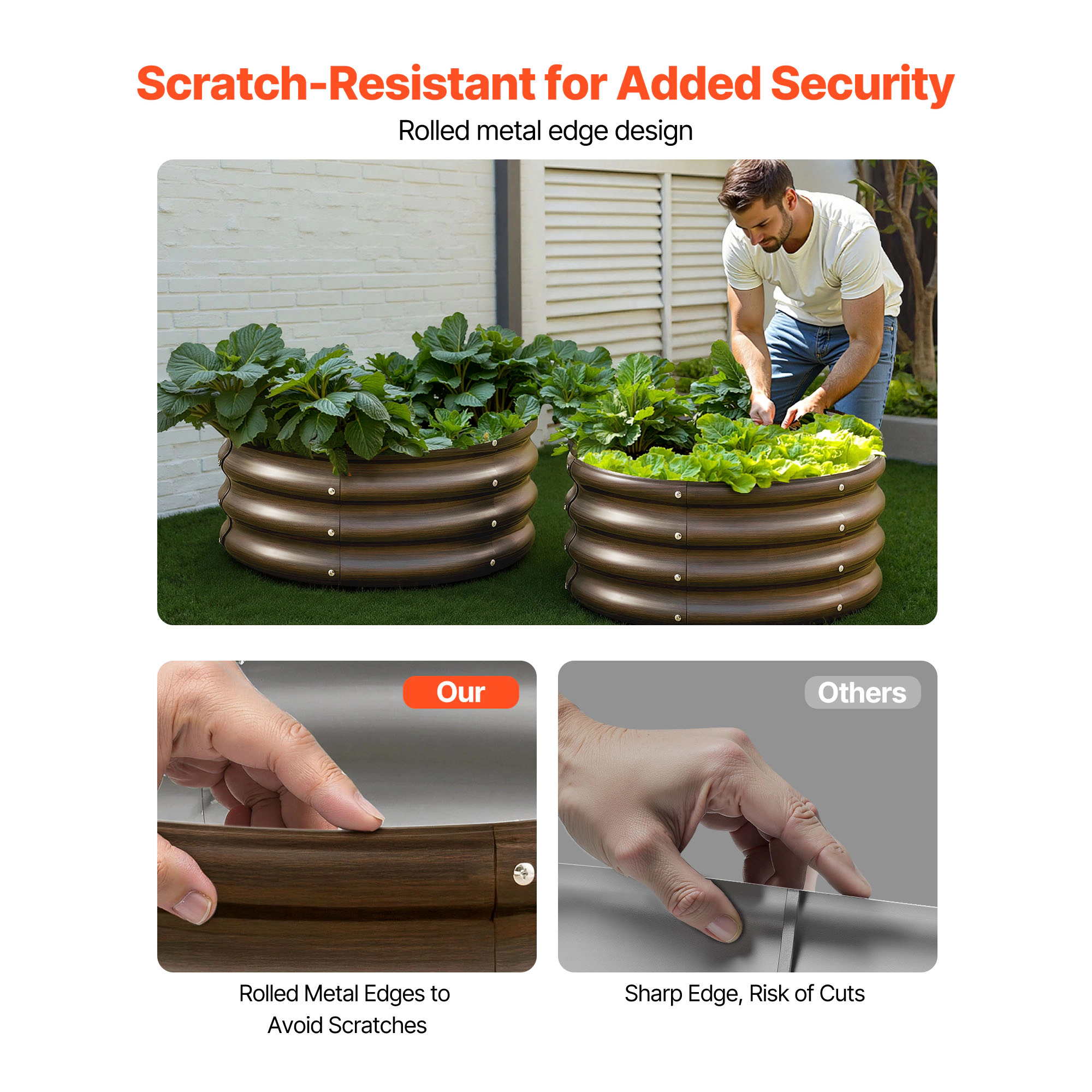 HONGGE Metal Raised Garden Outdoor Galvanized Planter Garden Planter Raised for Vegetables Flowers