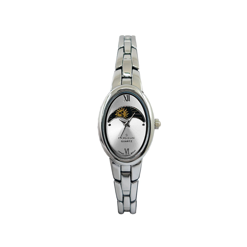 Peugeot Women's Silver 30x25mm Sun Moon Dial Link Bracelet Watch