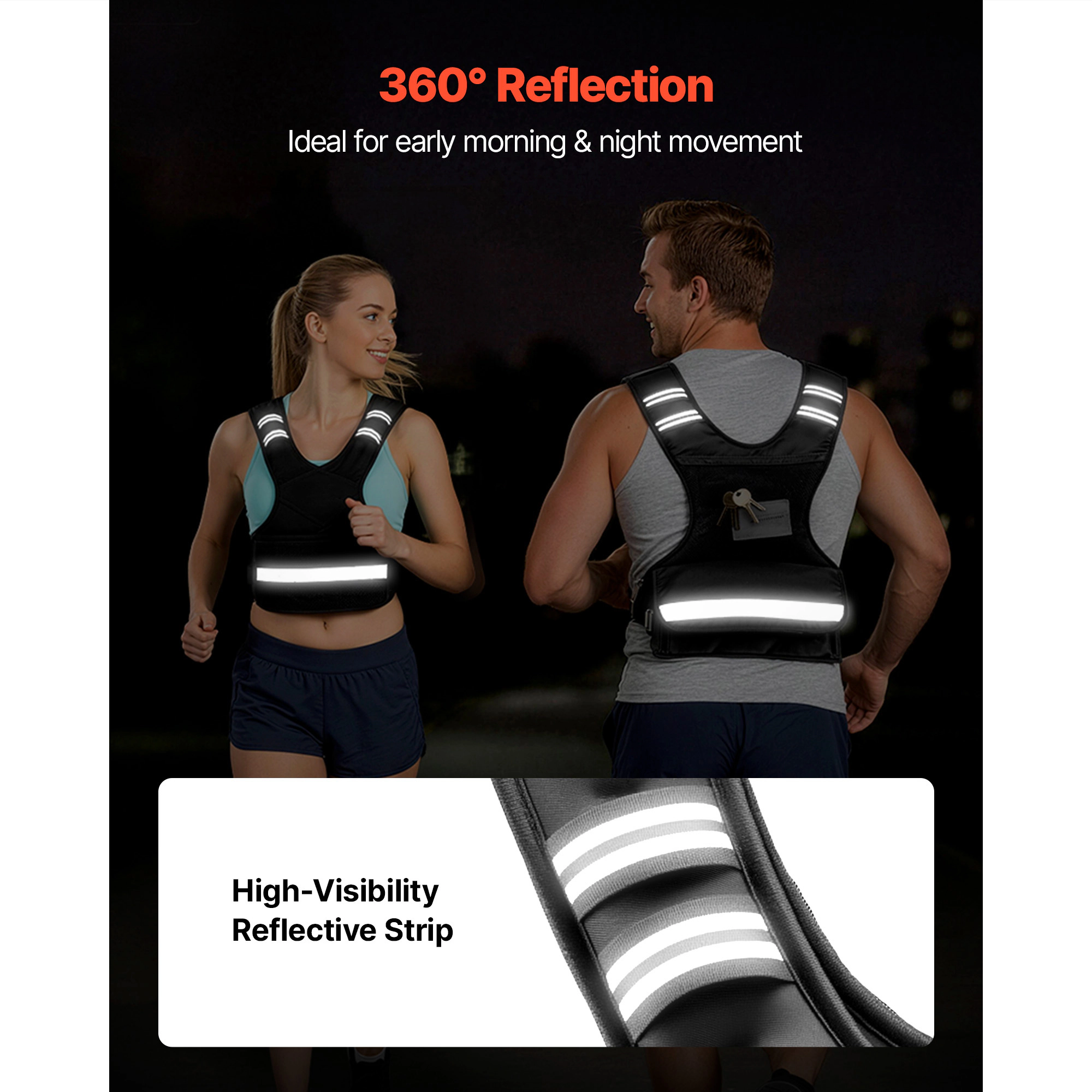 HONGGE Adjustable Weighted Vest Comfortable X-Shape Body Weight Vest Set with Weight Packs and Reflective Stripe for