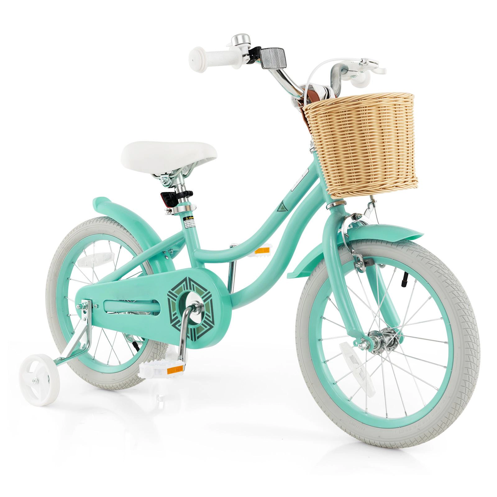 SUGIFT 16-Inch Kids Bicycle with Training Wheels and Adjustable Handlebar and Seat 99-110-lb Capacity Ages 4-7 Green