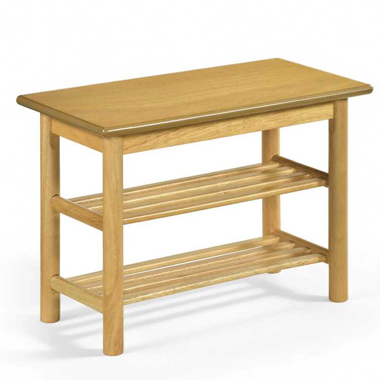 Hivvago Shoe Rack Bench 3-Tier Rubberwood Shoe Changing Bench