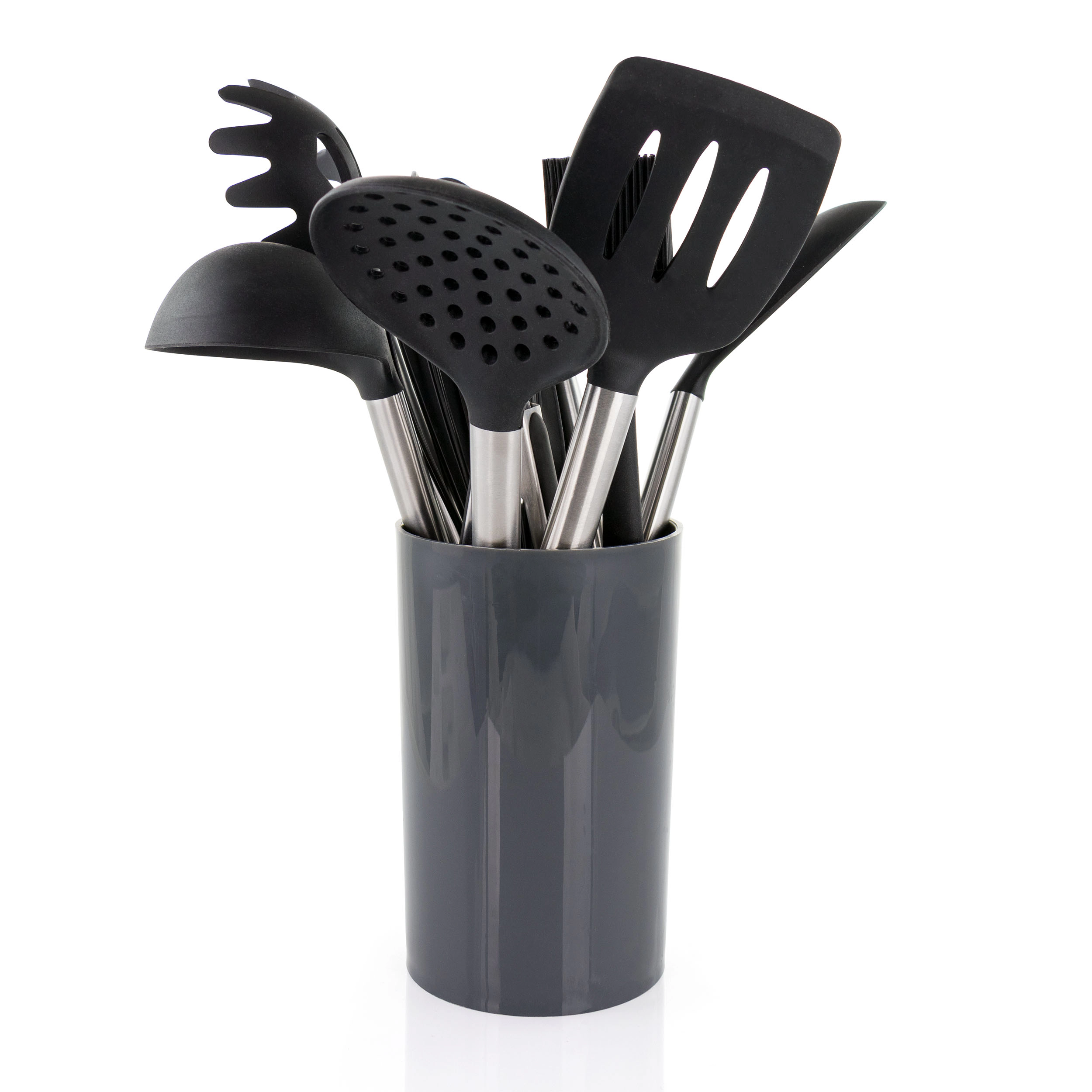 MegaChef Gray Silicone and Stainless Steel Cooking Utensils, Set of 14