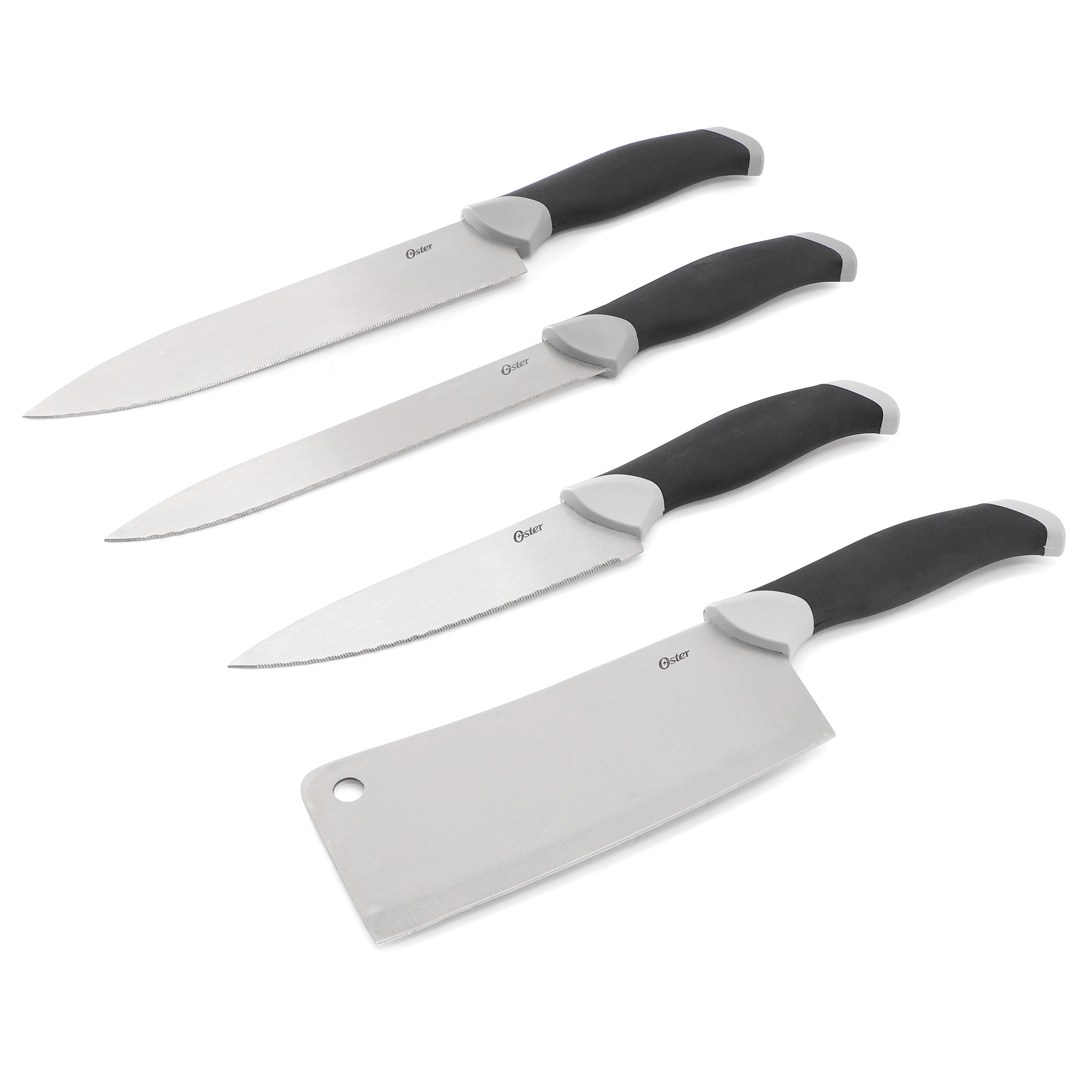 Oster Lindbergh 22 Piece Stainless Steel Cutlery Set with Storage Block in Black