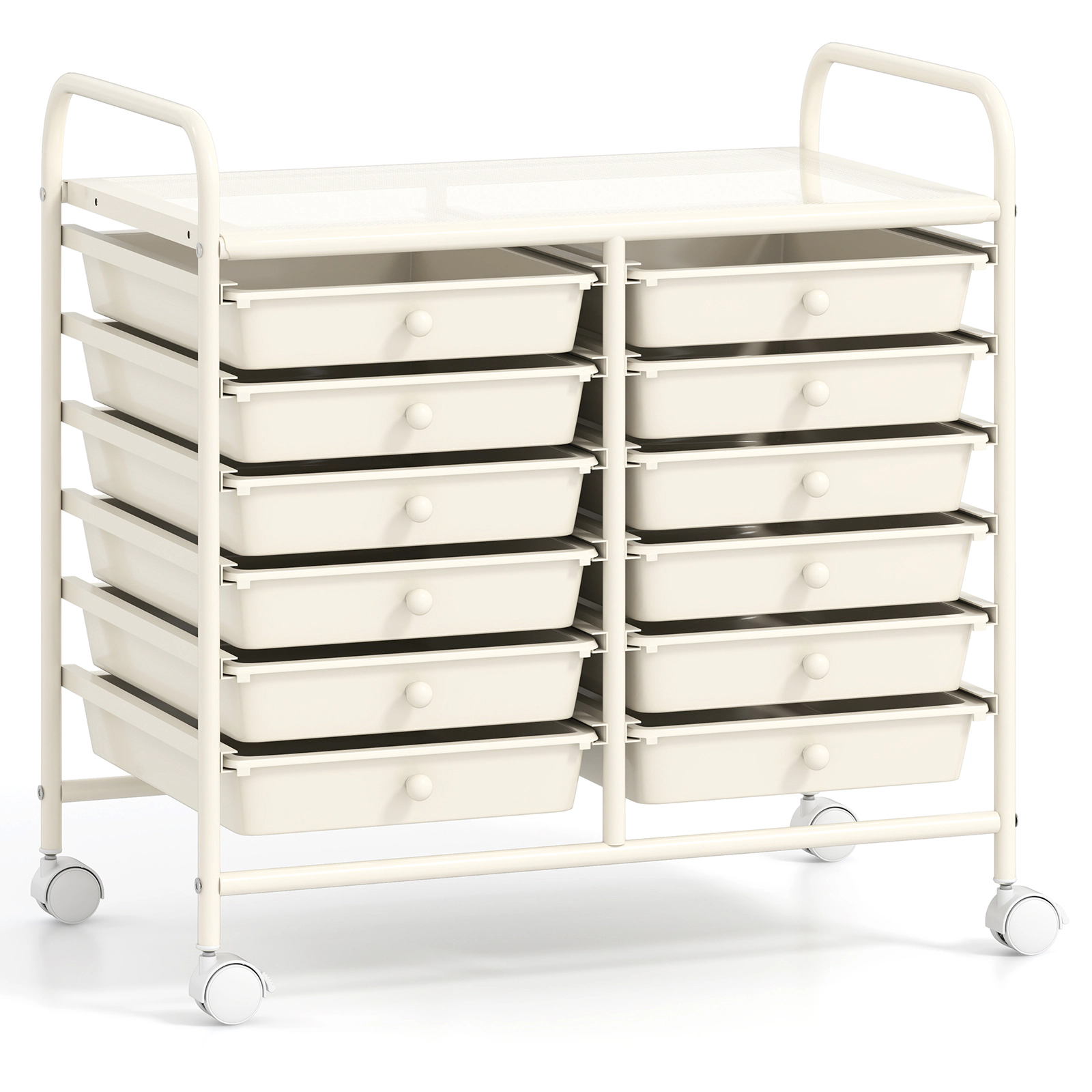 SUGIFT White 12-Drawer Rolling Storage Cart Pantry Laundry and Closet Organizer with Braked Casters