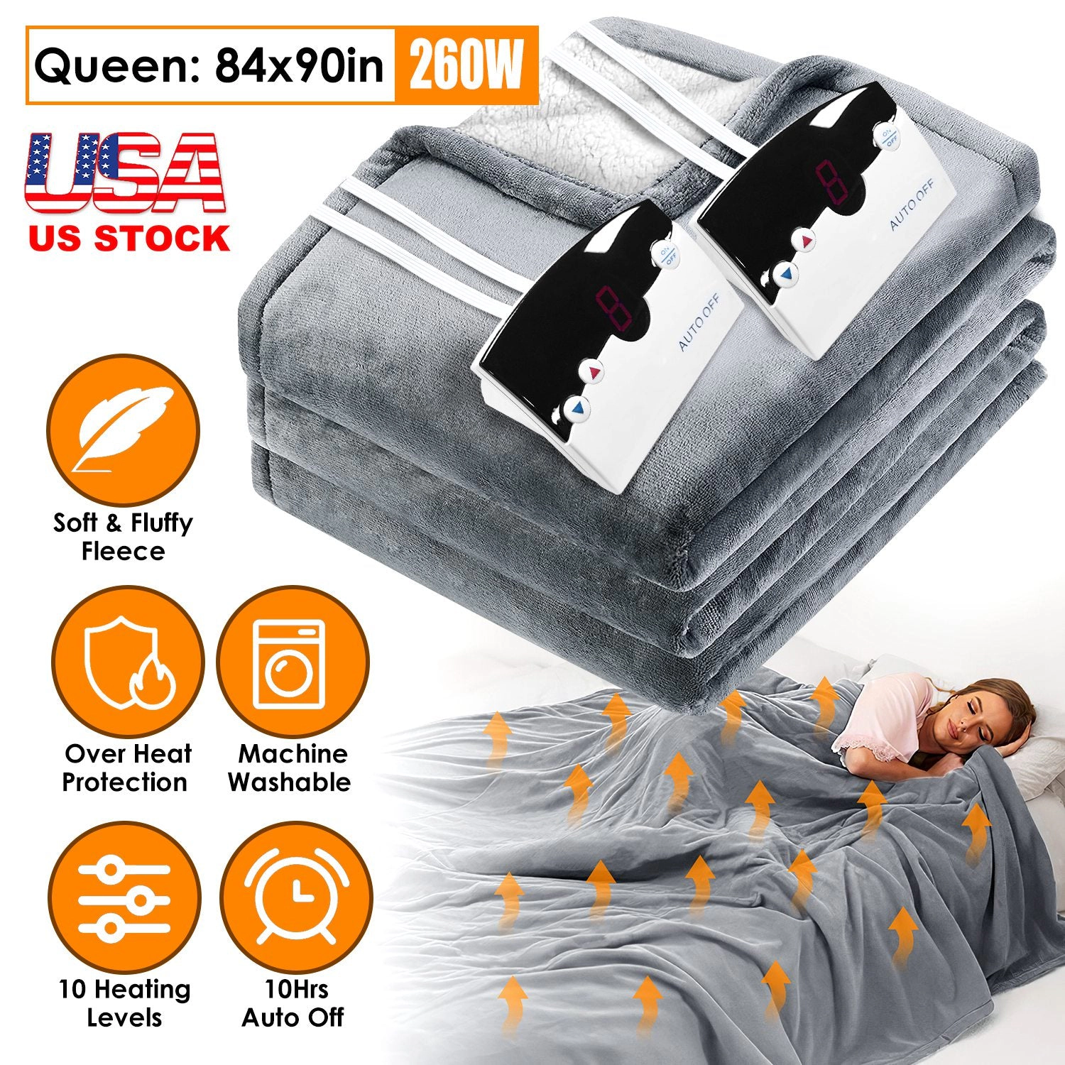 GBruno Dual-Control Heated Fleece Blanket