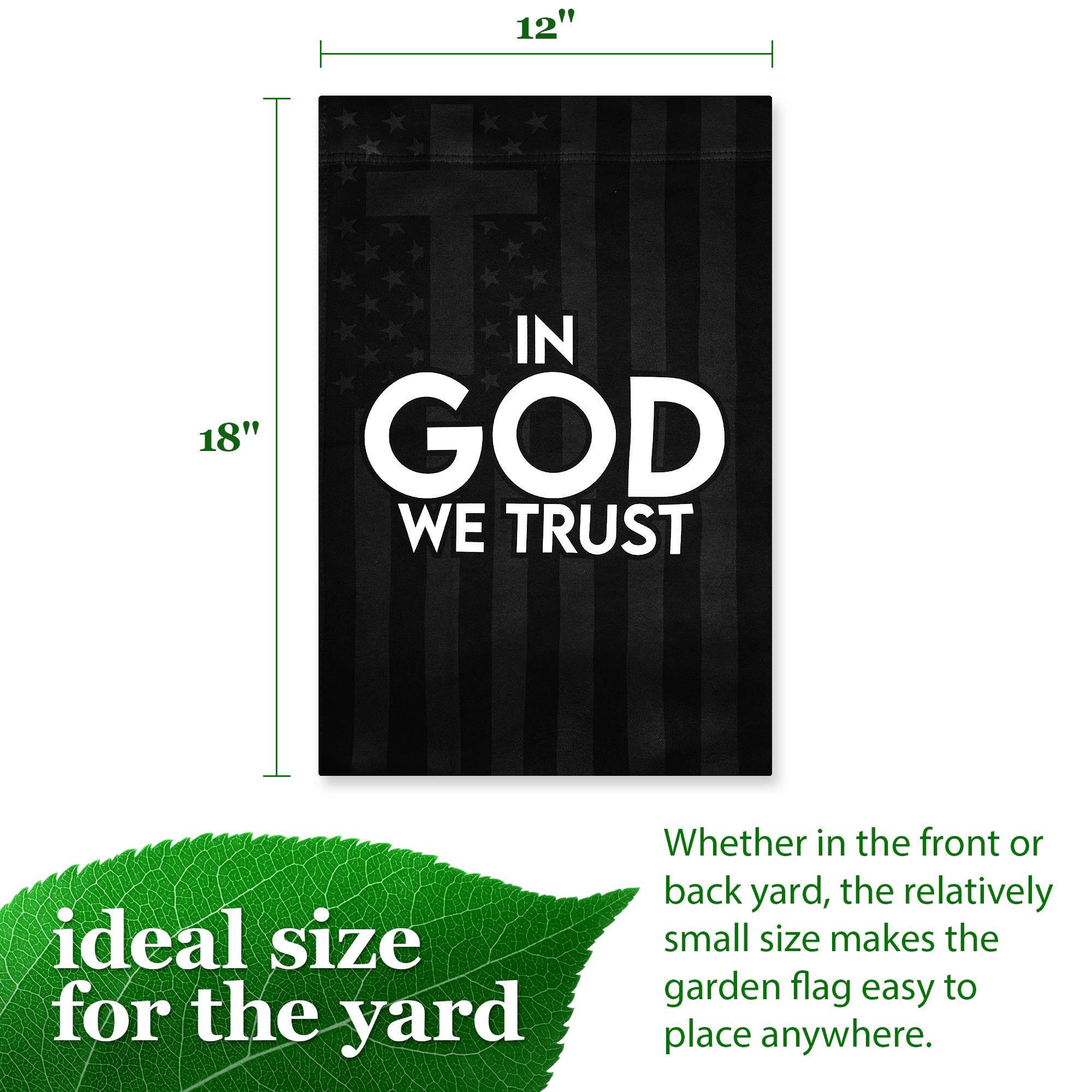 G128 "In God We Trust" Patriotic Double-Sided Garden Flag 12x18 in