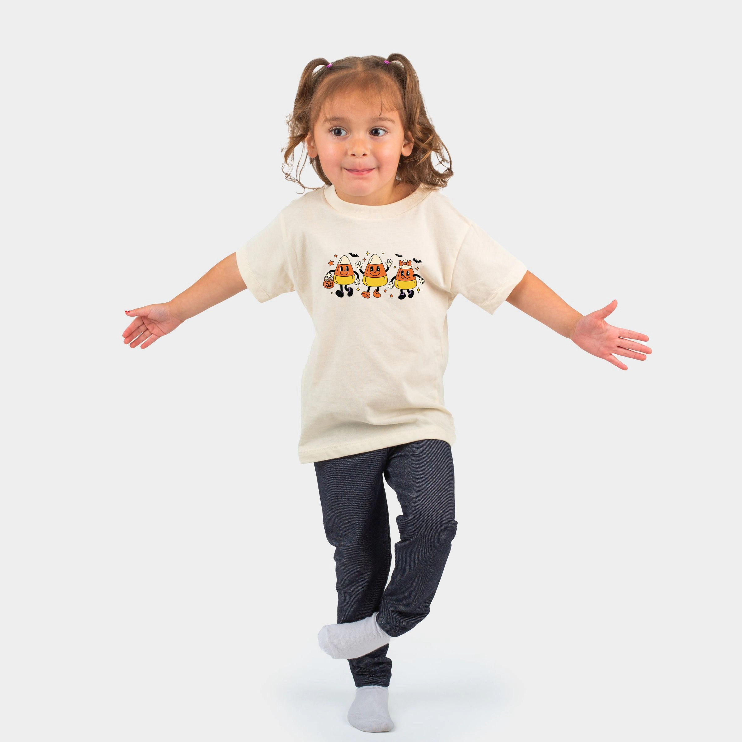 The Juniper Shop - Toddler Short Sleeve Graphic T-Shirt Candy Corn Retro Characters