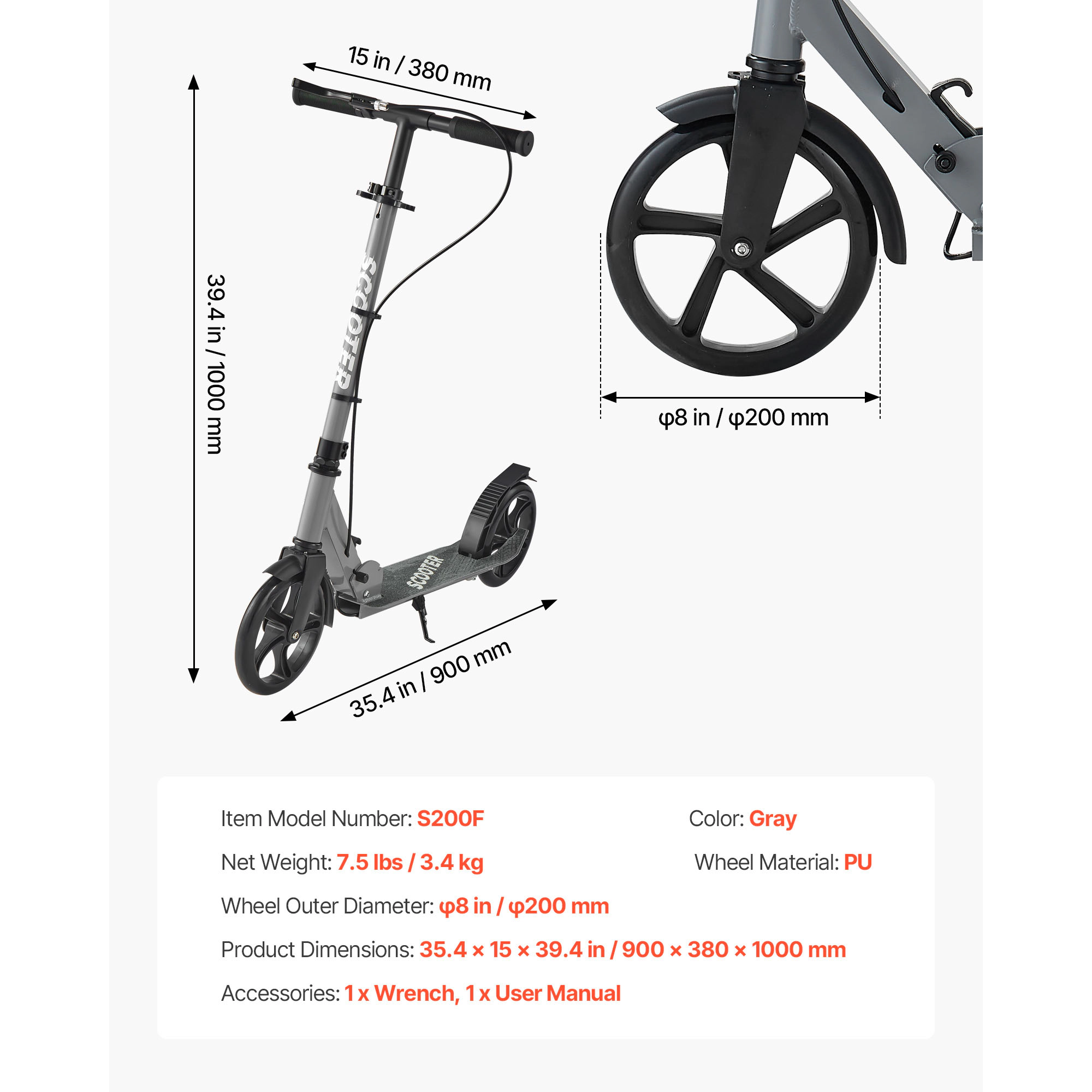 HONGGE Kids Kick Scooter for Ages 8+, Teens & Adults, Foldable Aluminum Alloy Frame, Adjustable Handlebar
