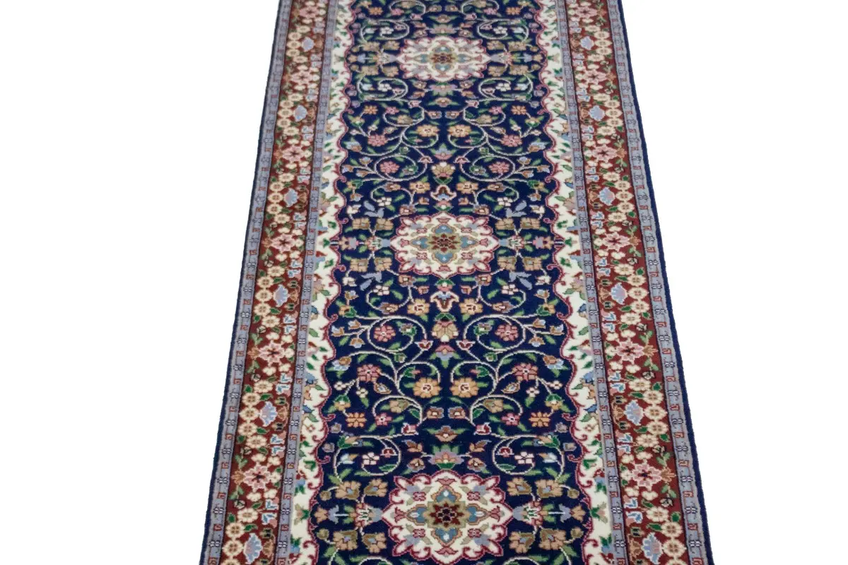 Magic Rugs Navy Blue Floral Kirman 3X10 Oriental Runner Rug