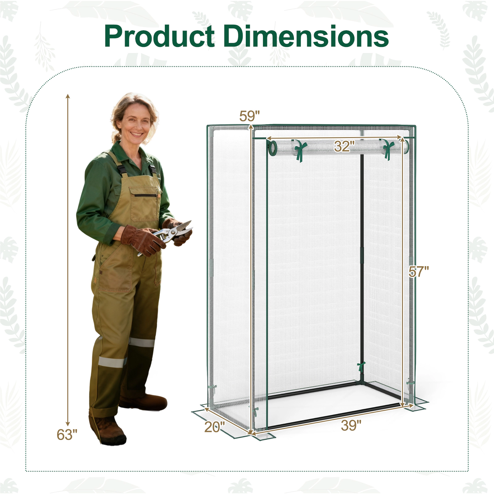 SUGIFT Portable Mini Greenhouse with Roll-Up Zippered Door Green/White