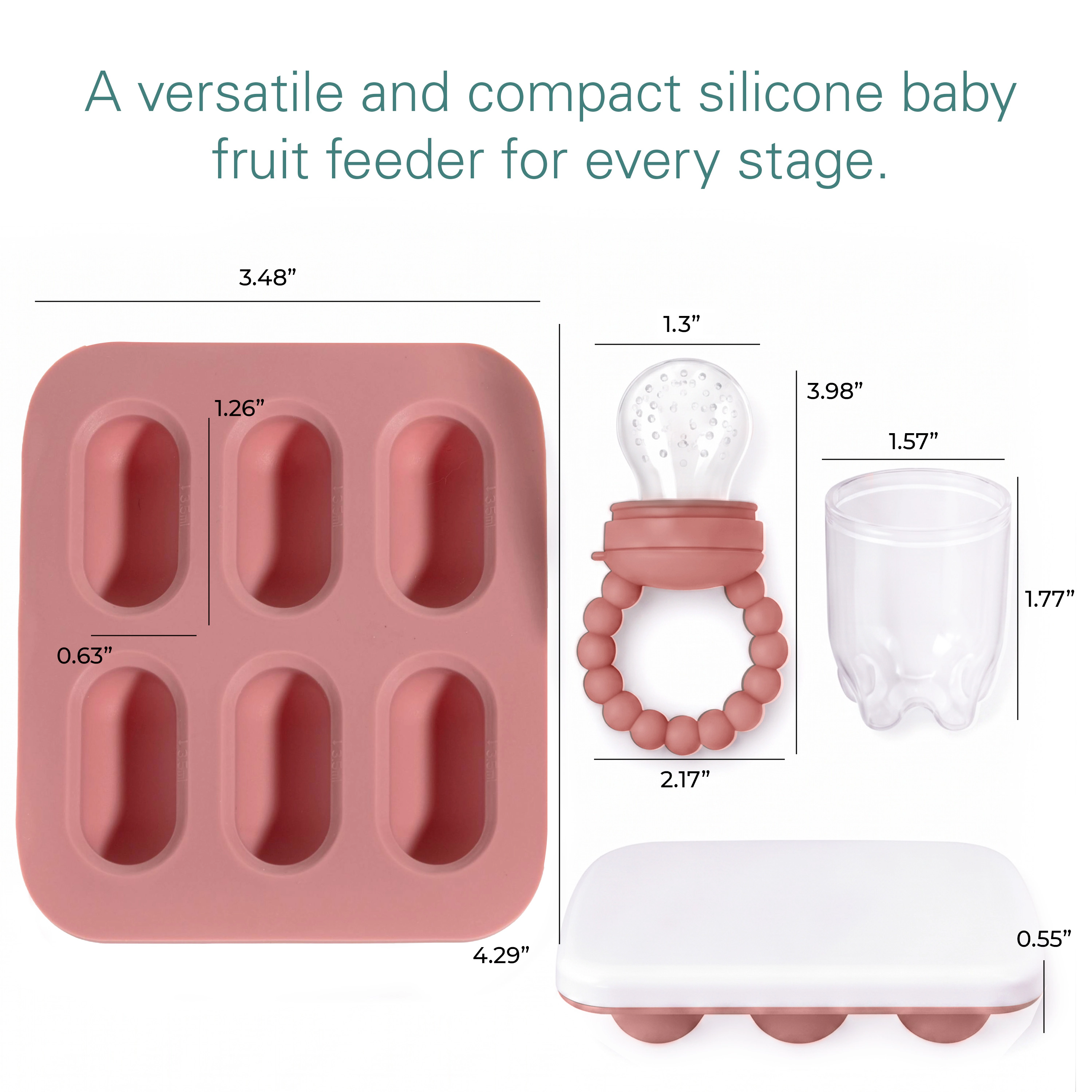 Sperric Silicone Baby Fruit Feeders Set of 2 with Freezer Tray, Extra Pouches & Travel Lids for Safe Batch Prep