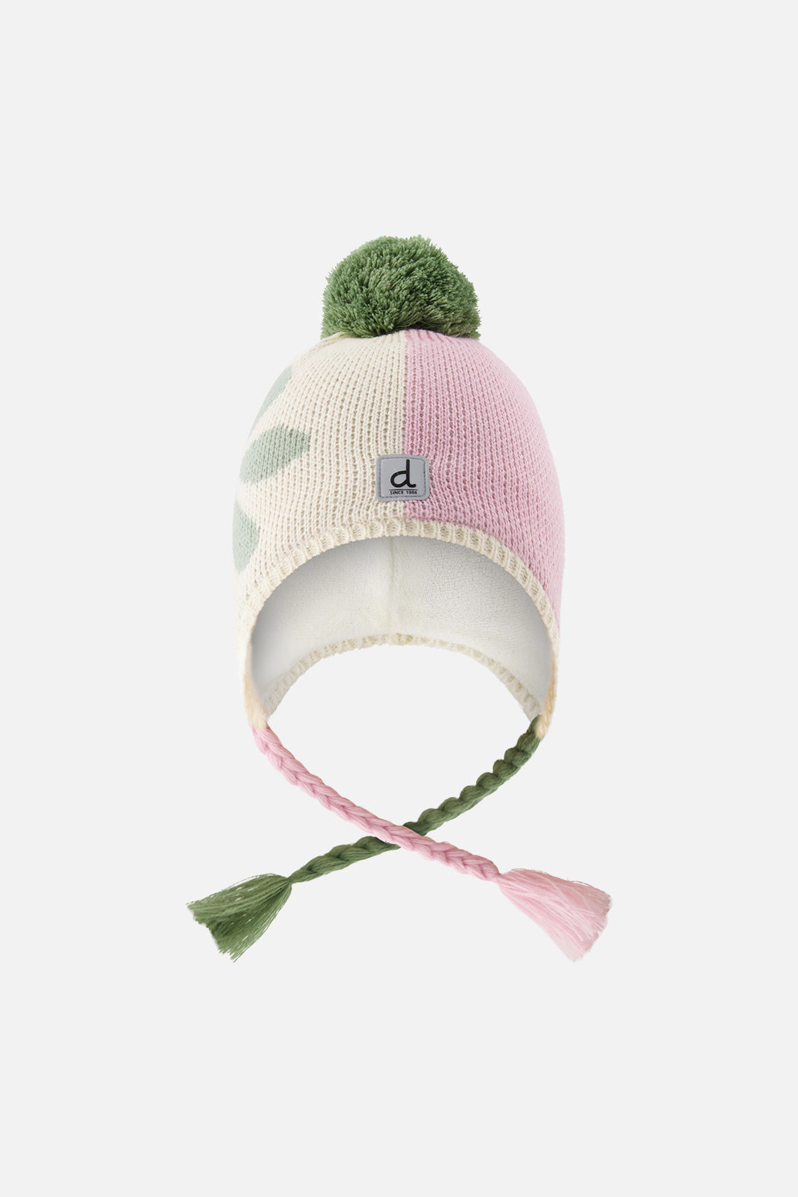 Deux par Deux Girls Color Block Winter Peruvian Knit Hat with Pompom