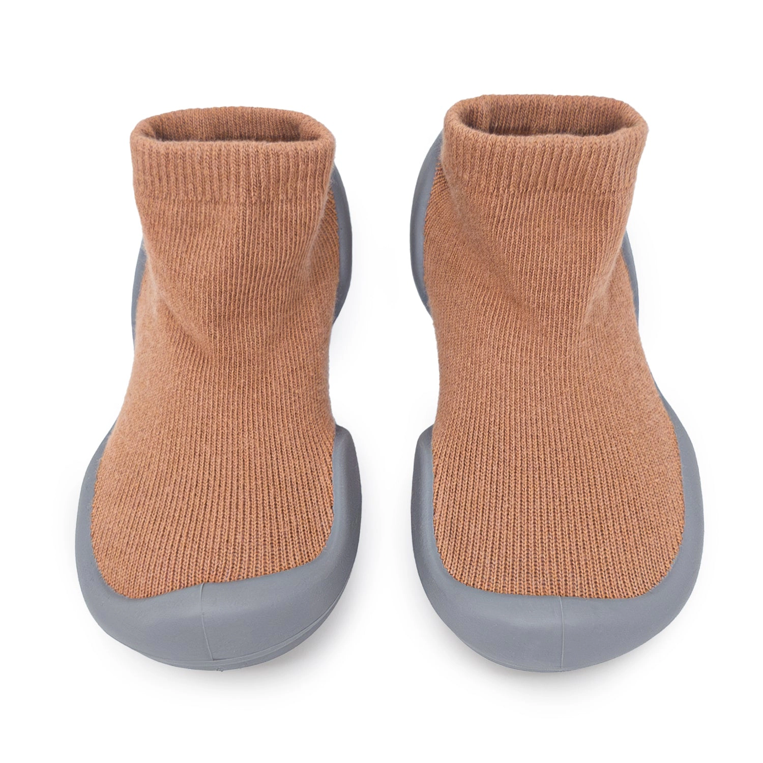 Komuello Toddler Boy First Walk Sock Shoes Lace trim - Simple Brick