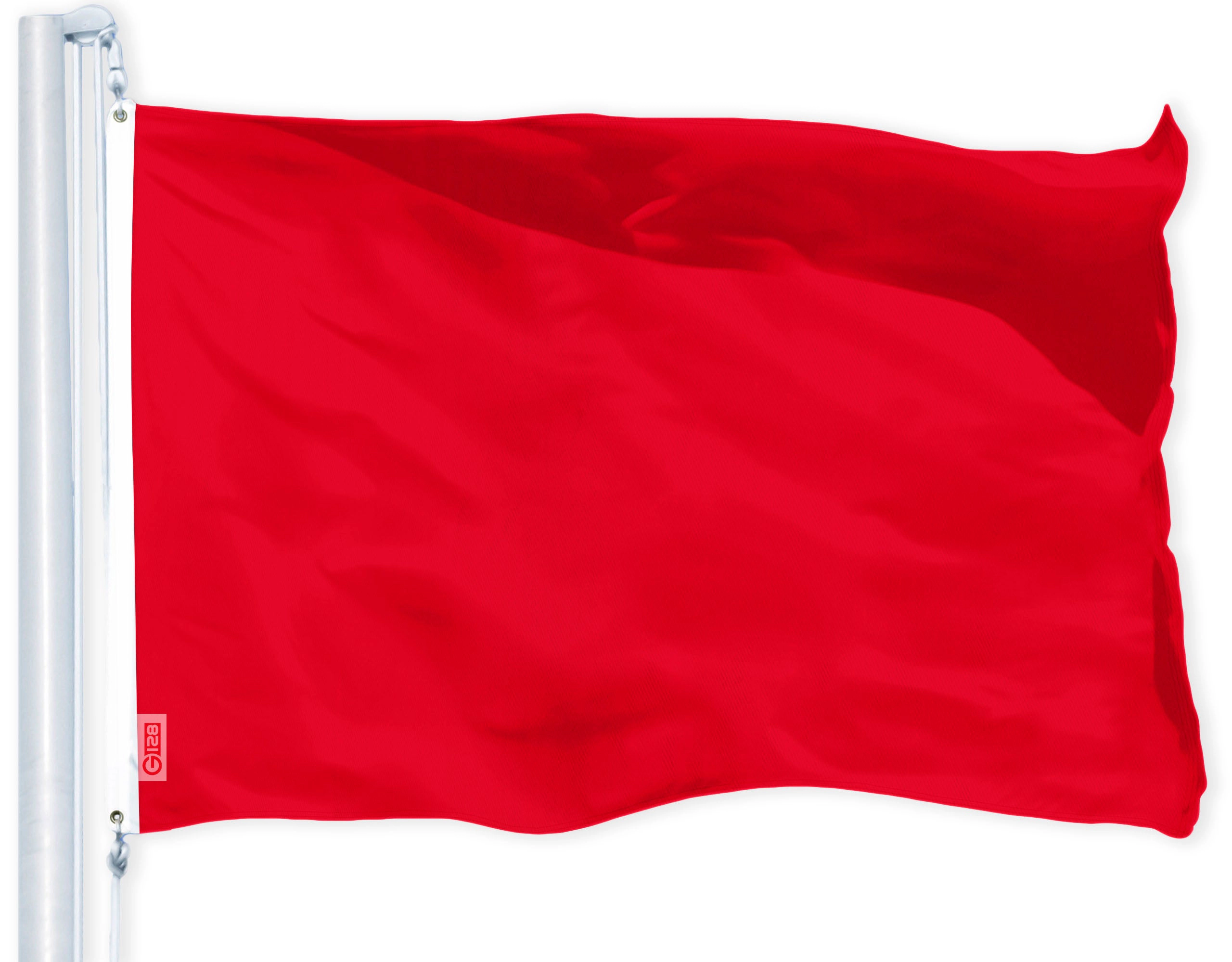 G128 Solid Red Flag 3x5 feet - 150D Polyester, Vibrant Dye-Sublimated Color, Brass Grommets, Double-Needle Stitching