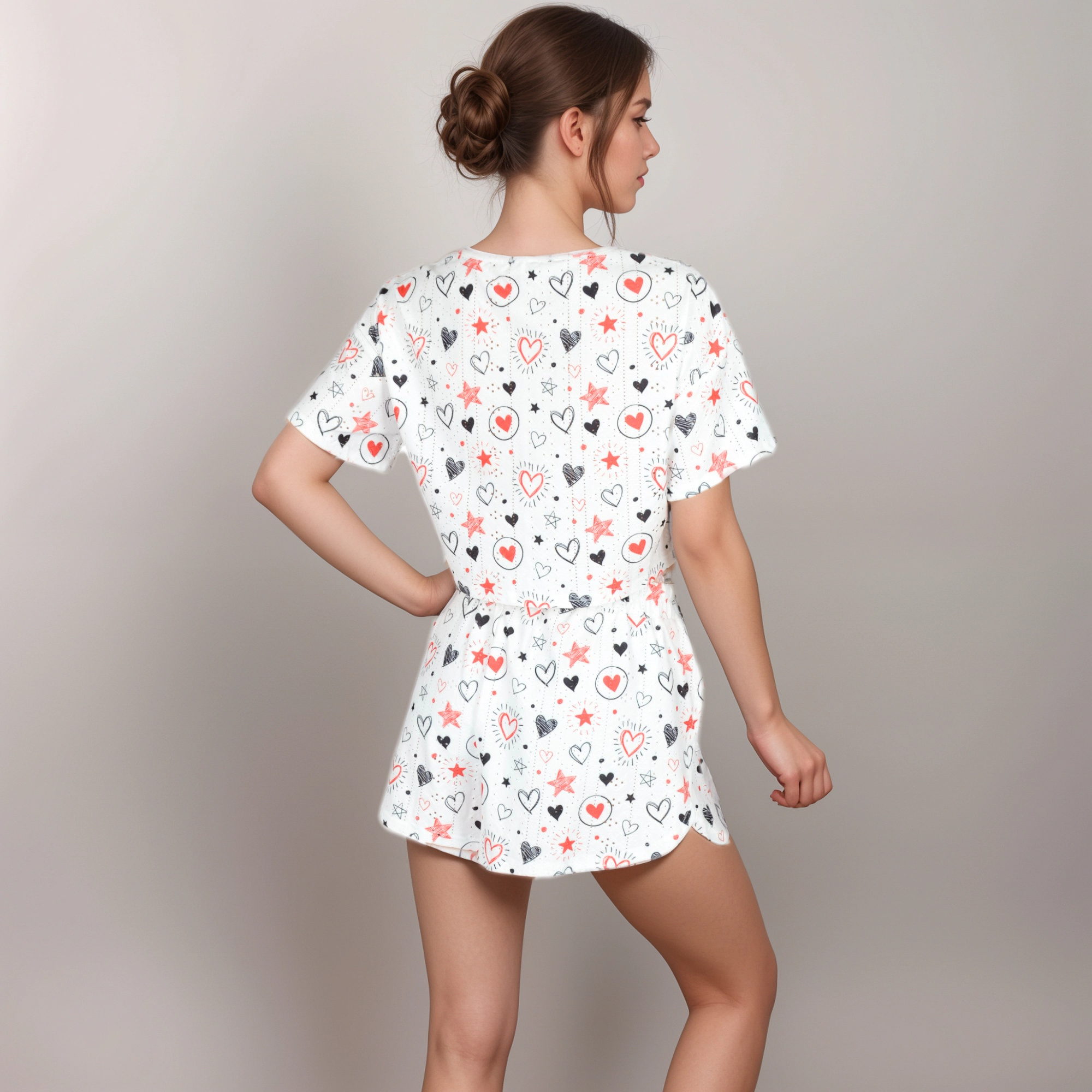Anna-Kaci Women's 2-Piece Short Sleeve Crop Top and Shorts Pajama Set