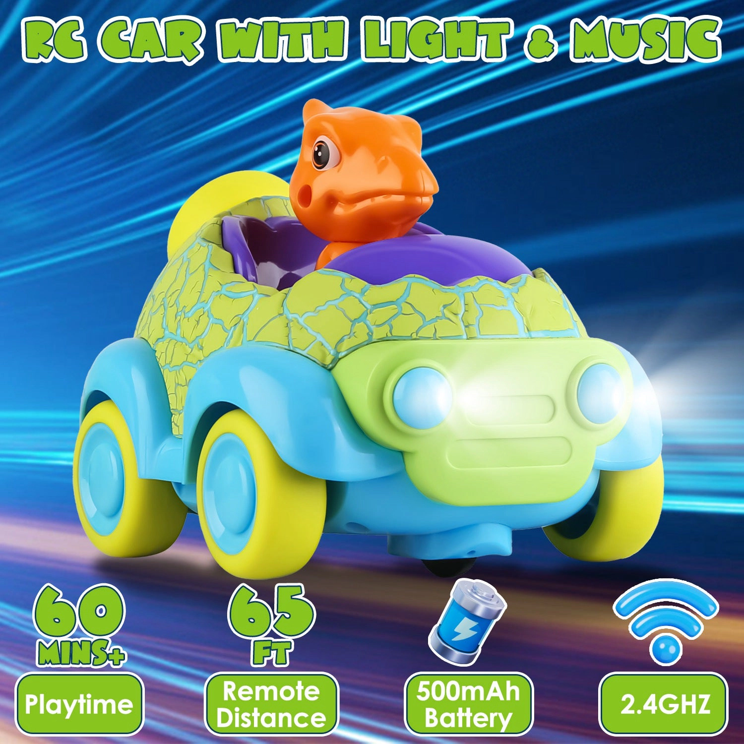 GBruno 2-Pack Rechargeable Dinosaur Remote Control Cars