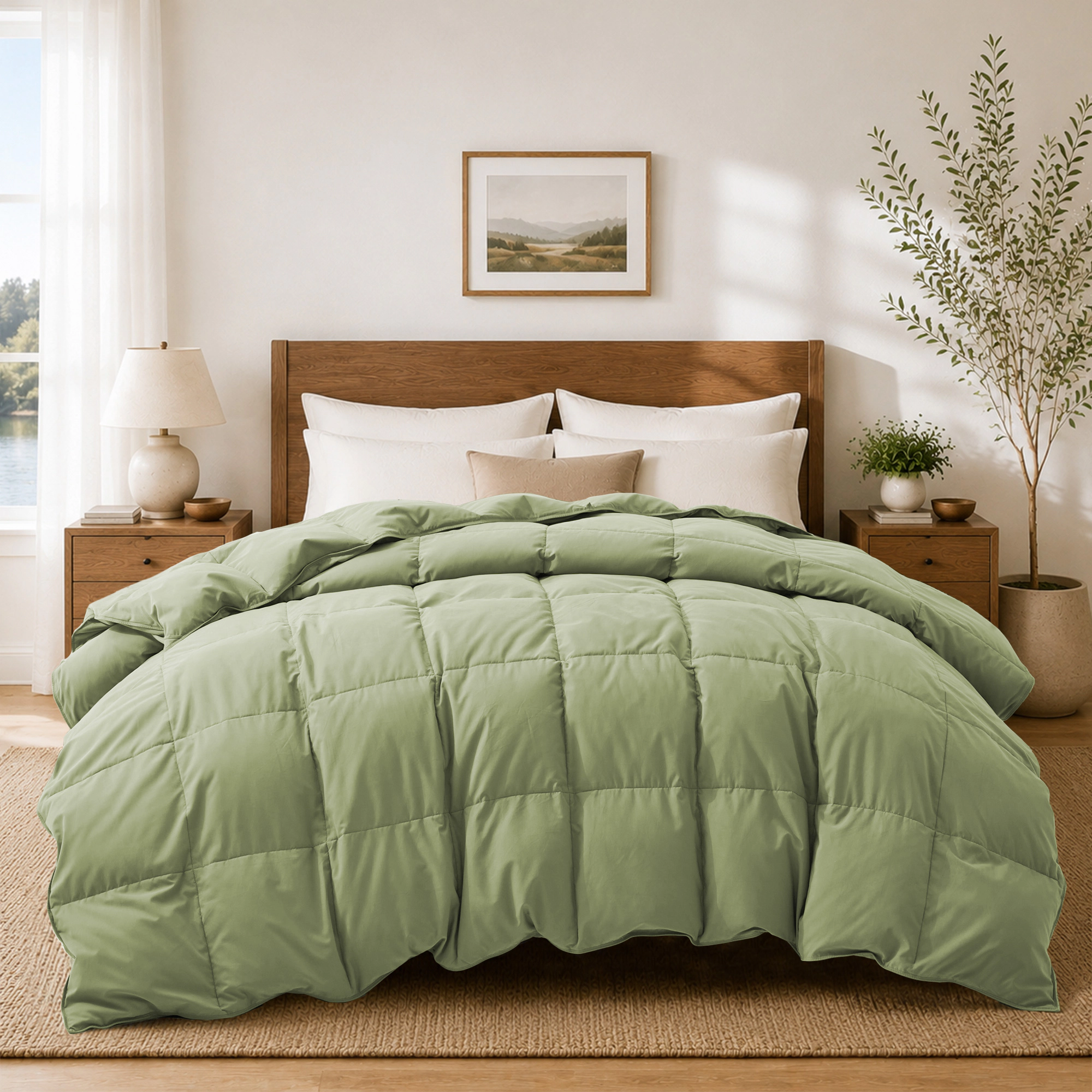Unikome Premium Goose Feather Down Fiber Comforter -Luxury Hotel Collection All Seasons Warmth